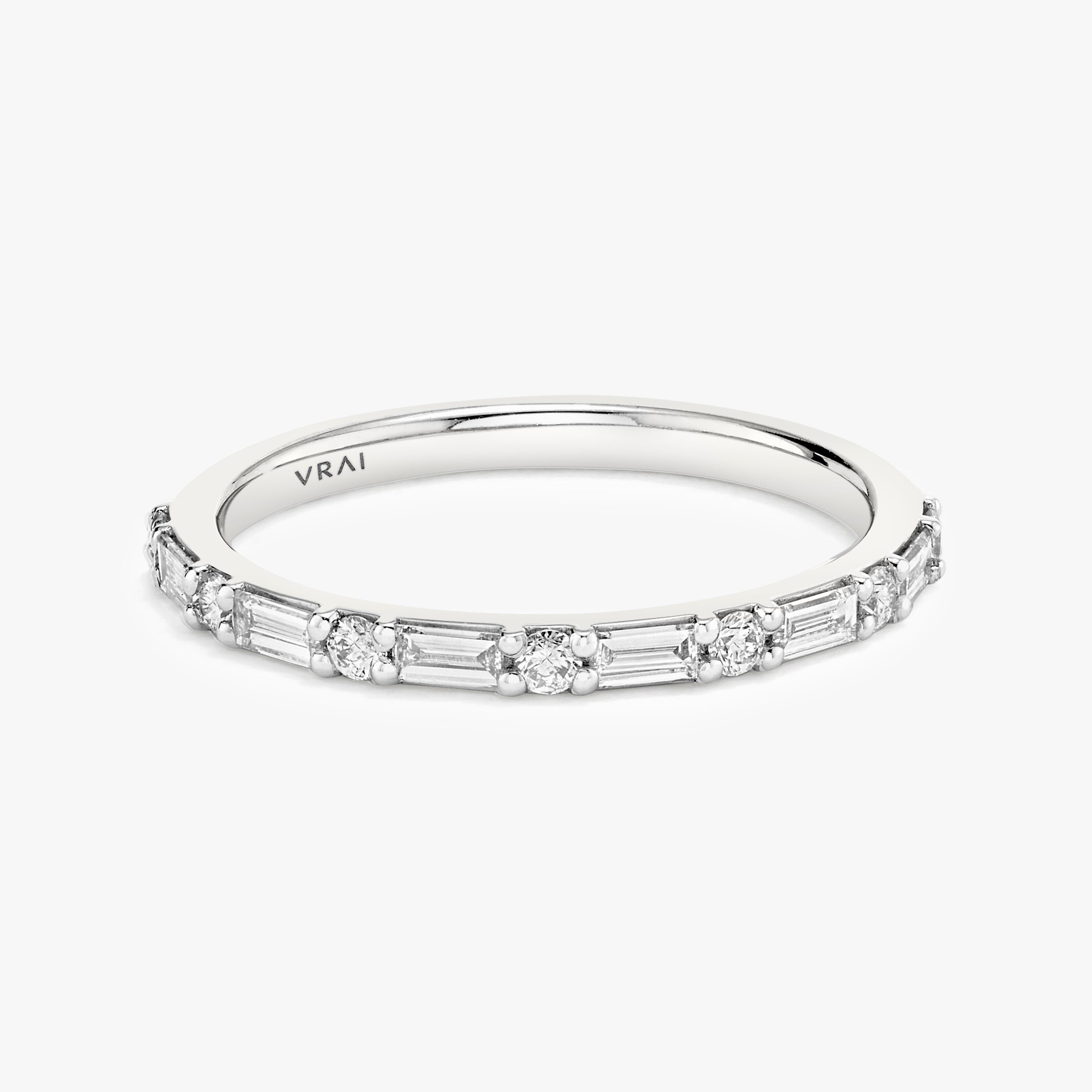 Alternating Shapes Band Half White Gold
