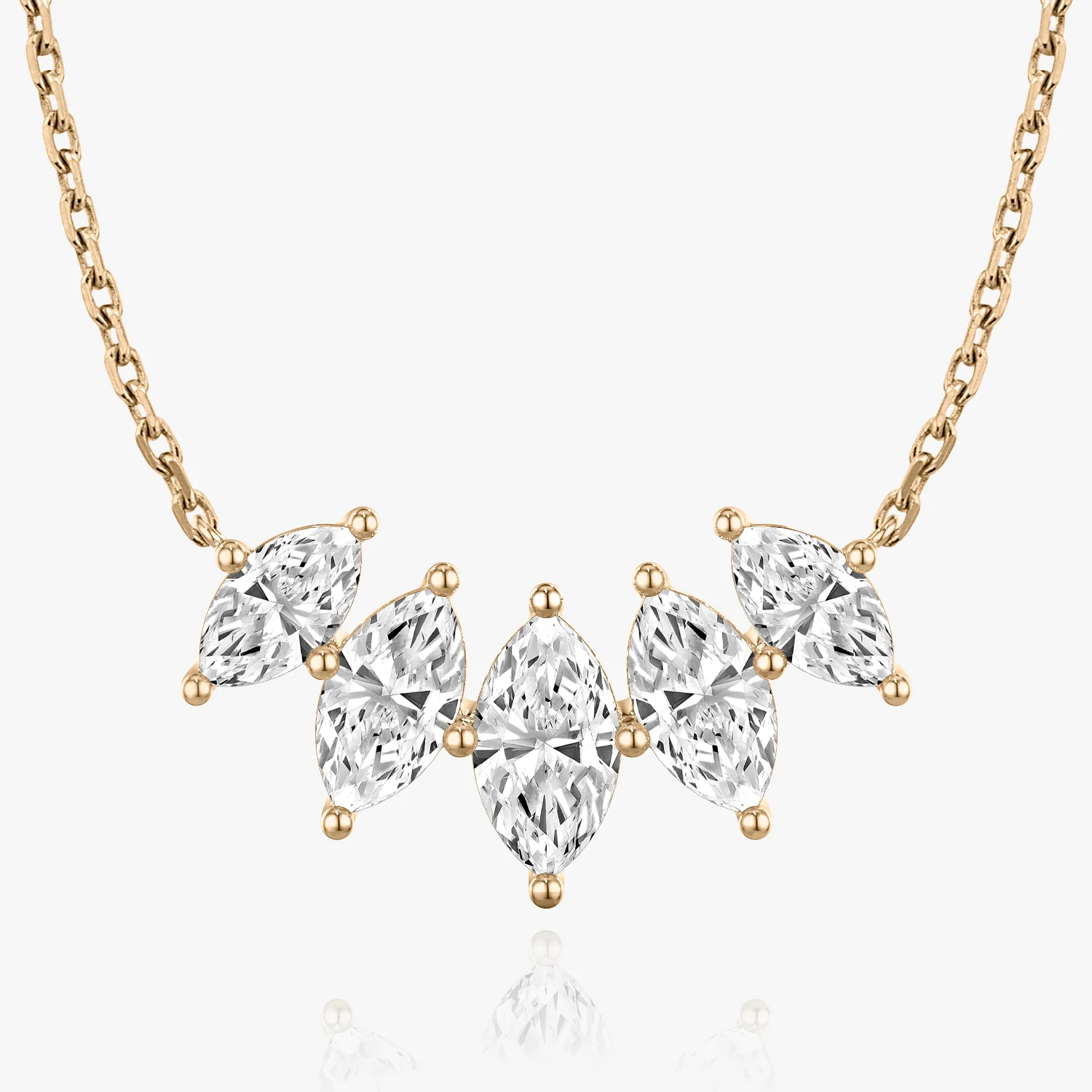 Arc Necklace Marquise Five Stone Large