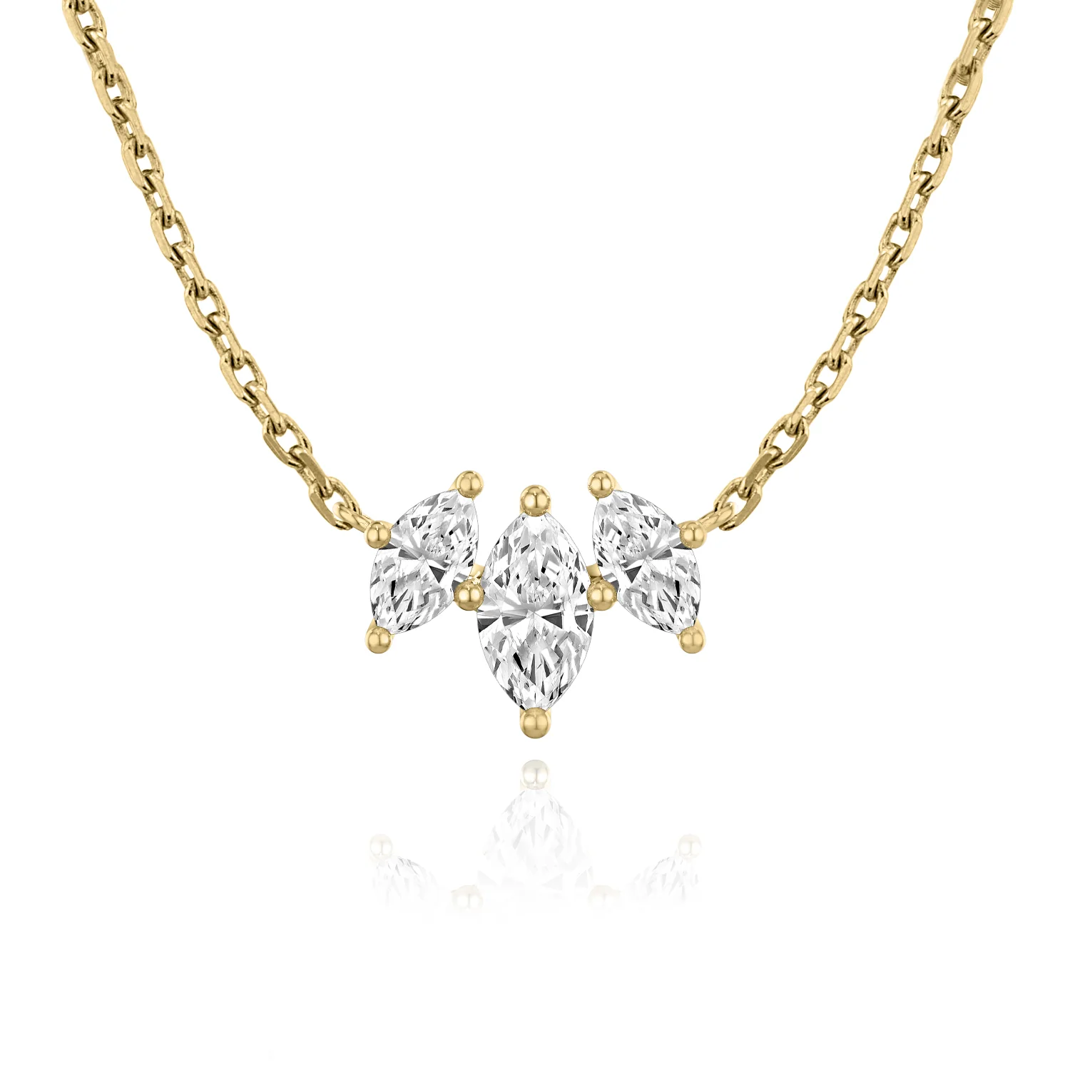 Arc Necklace Marquise Three Stone Original - Image 3