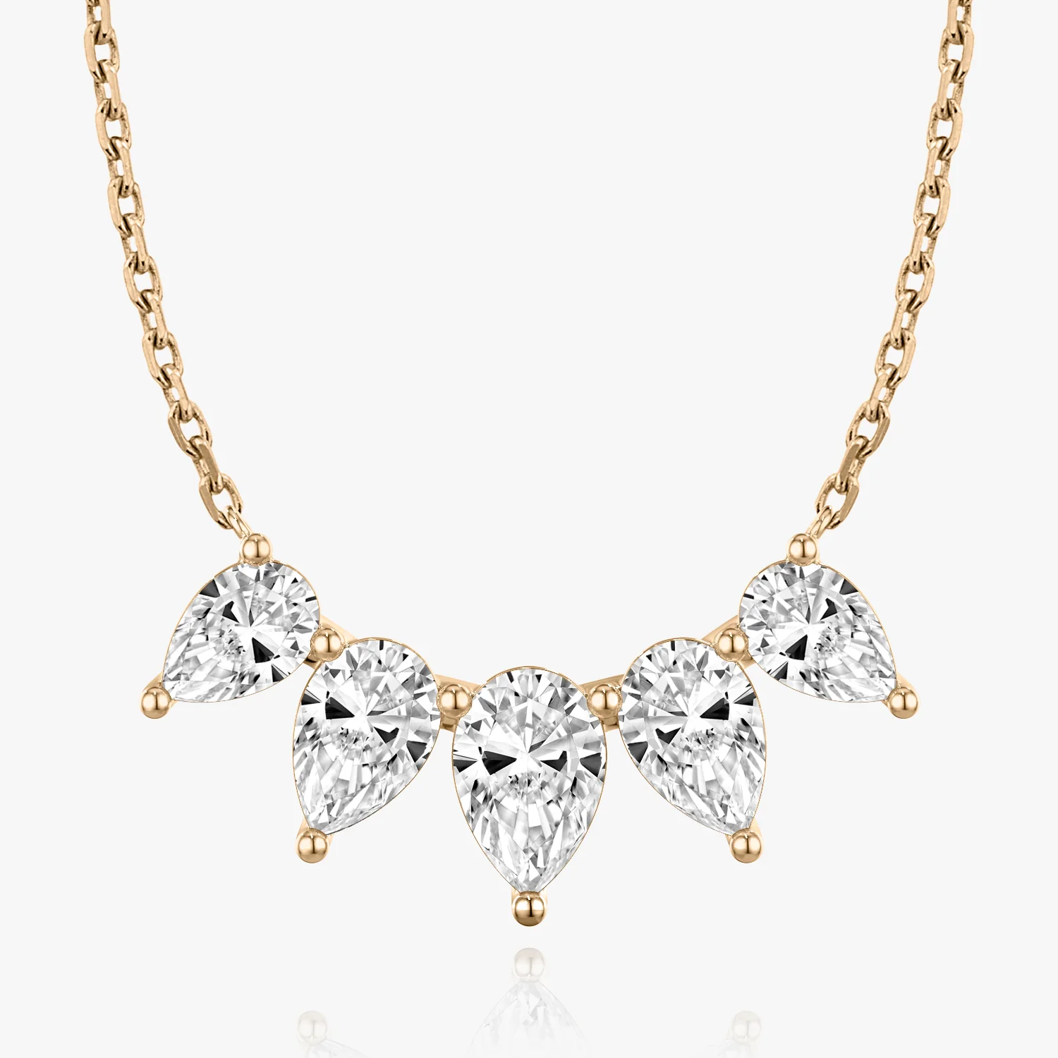 Arc Necklace Pear Five Stone Large