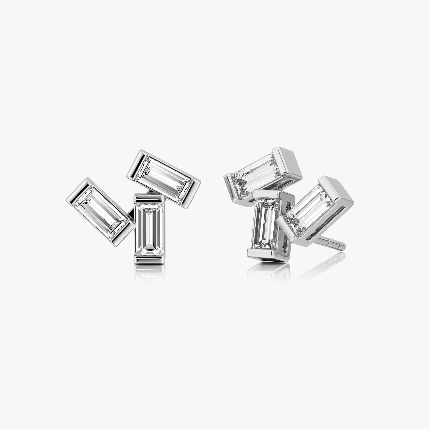 Baguette Cluster Stud 0.10ct