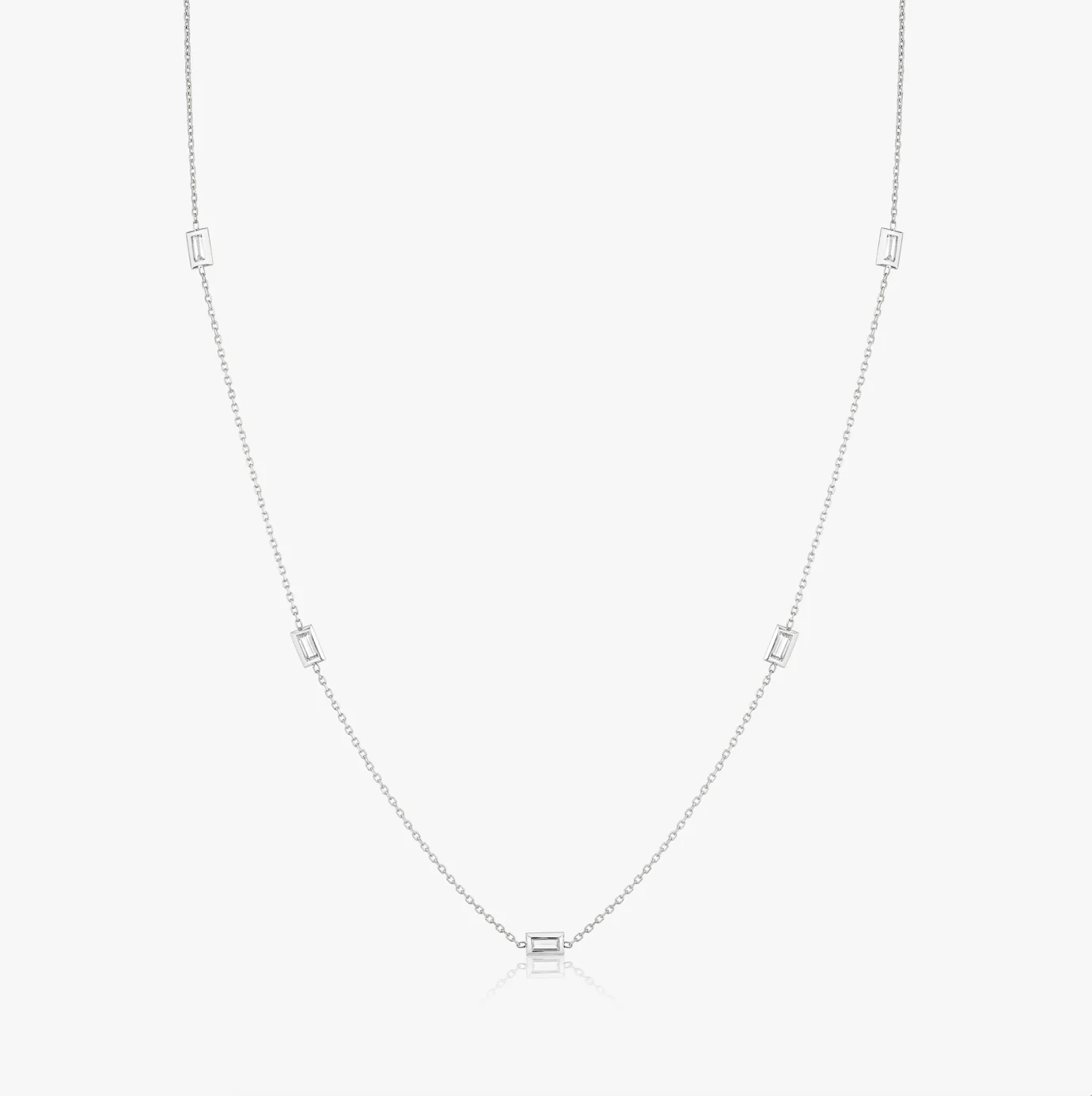 Baguette Diamond Bezel Station Necklace