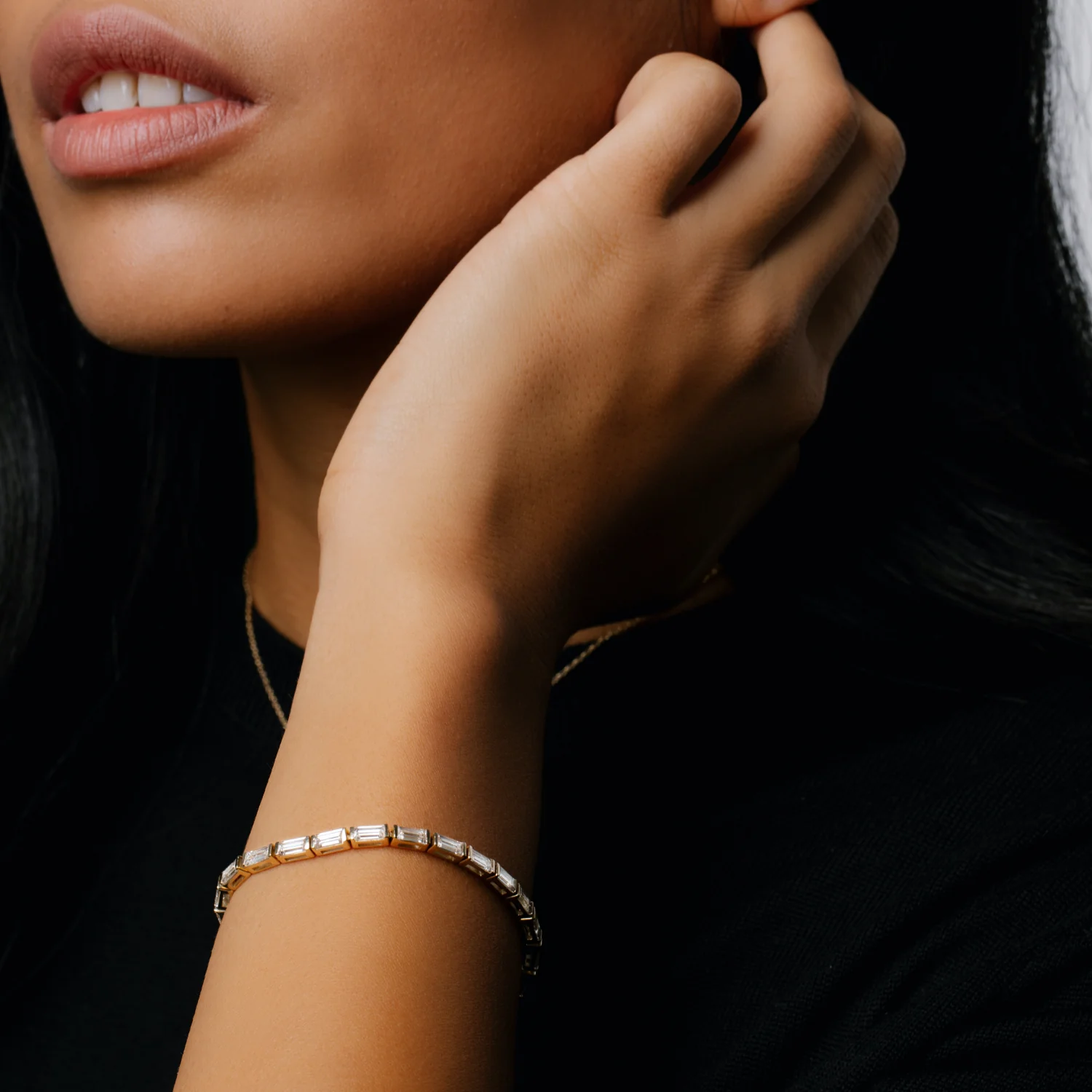 Lab-Grown Baguette Diamond Tennis Bracelet - Image 2