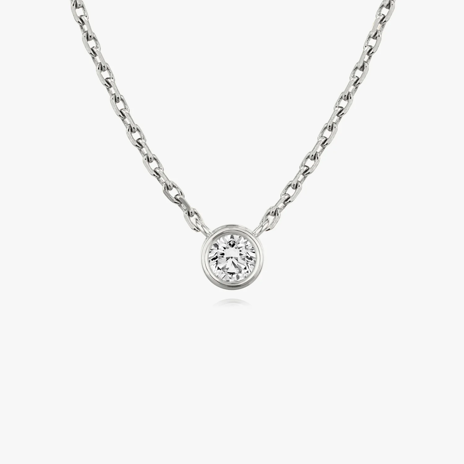 Bezel Solitaire Necklace Round-Silver