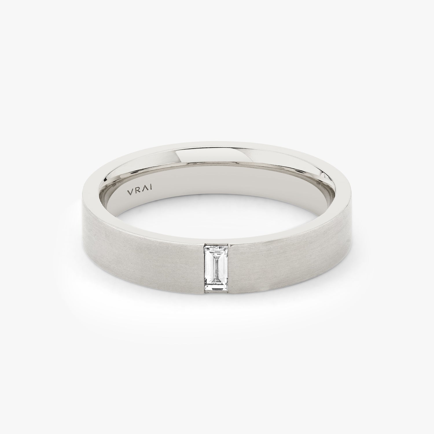 Brushed Baguette Band White Gold