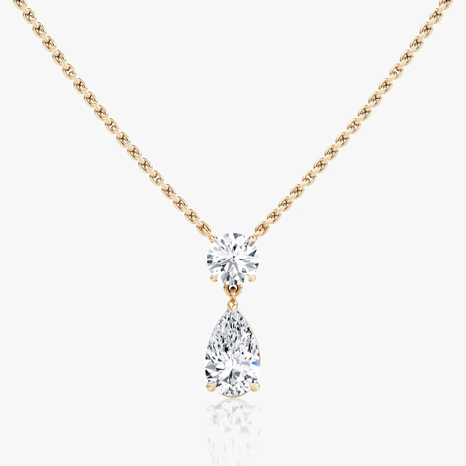 Duo Drop Necklace Round and Pear