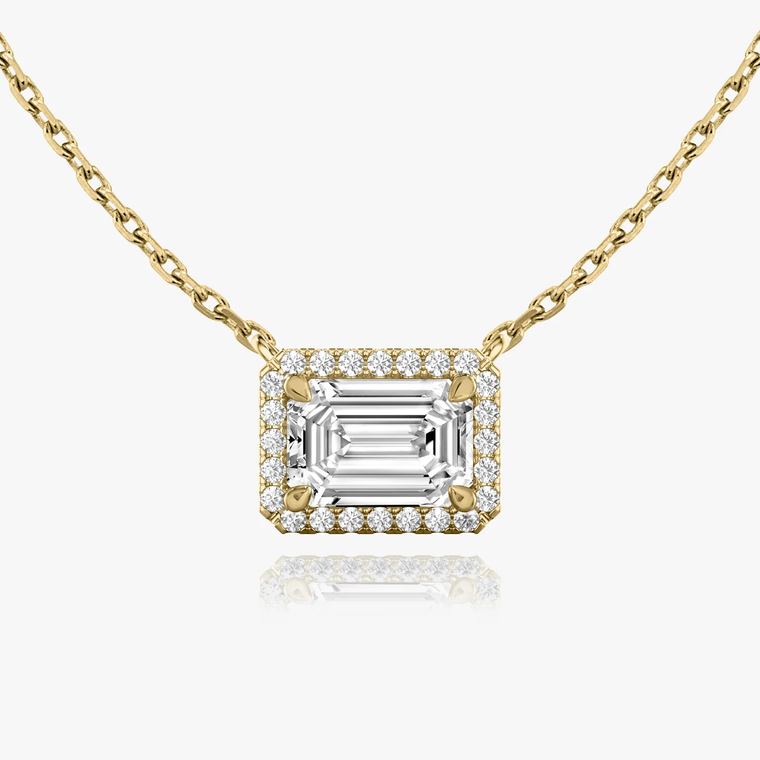 Halo Emerald Diamond Necklace