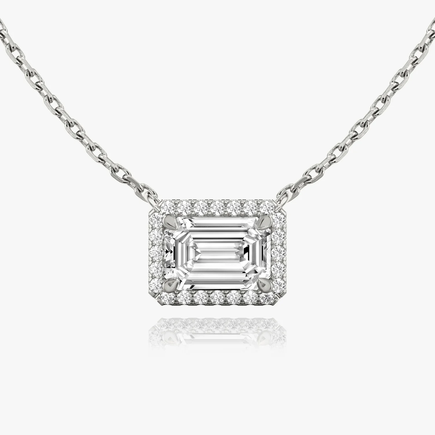Halo Emerald Diamond Necklace - Image 3