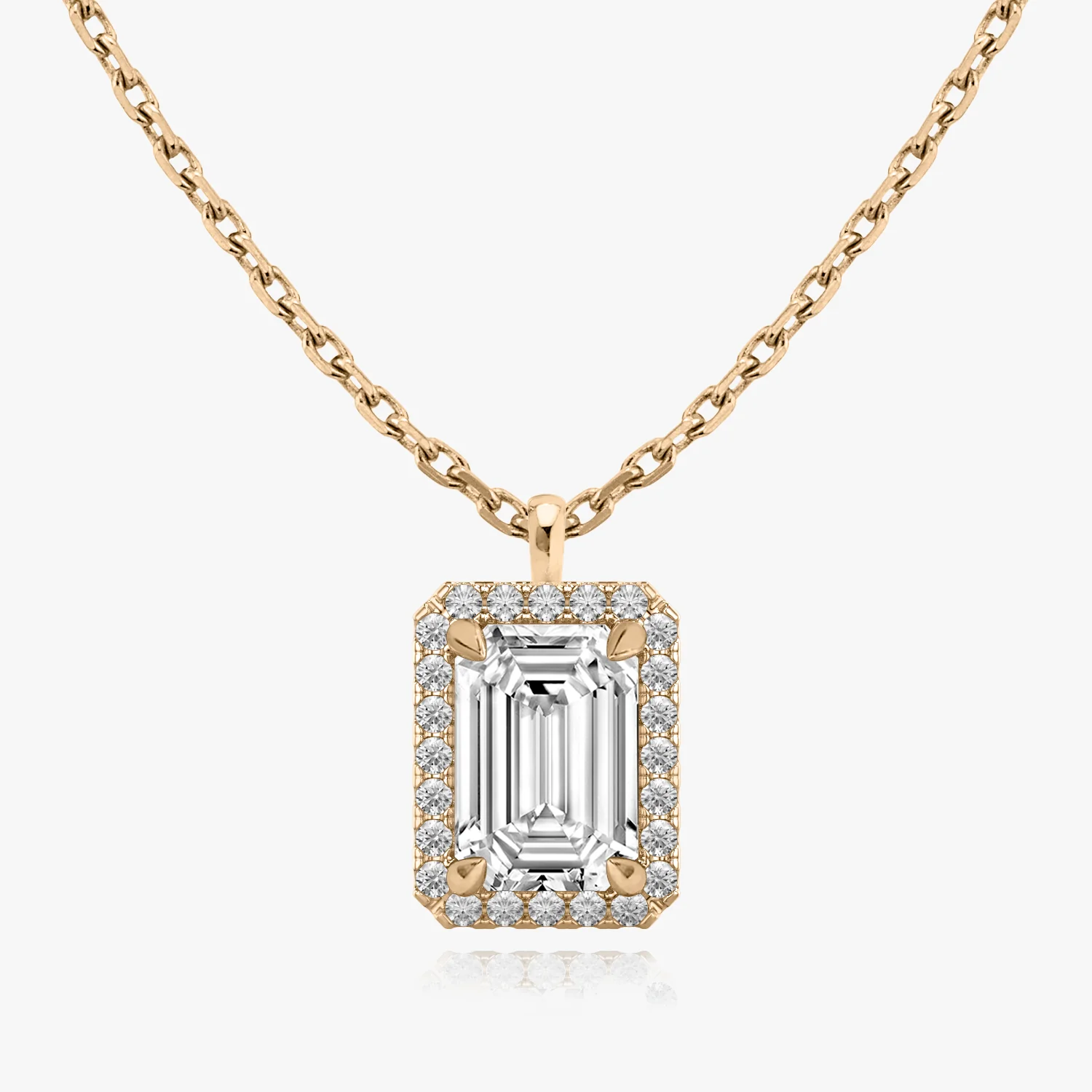 Halo Emerald Diamond Pendant