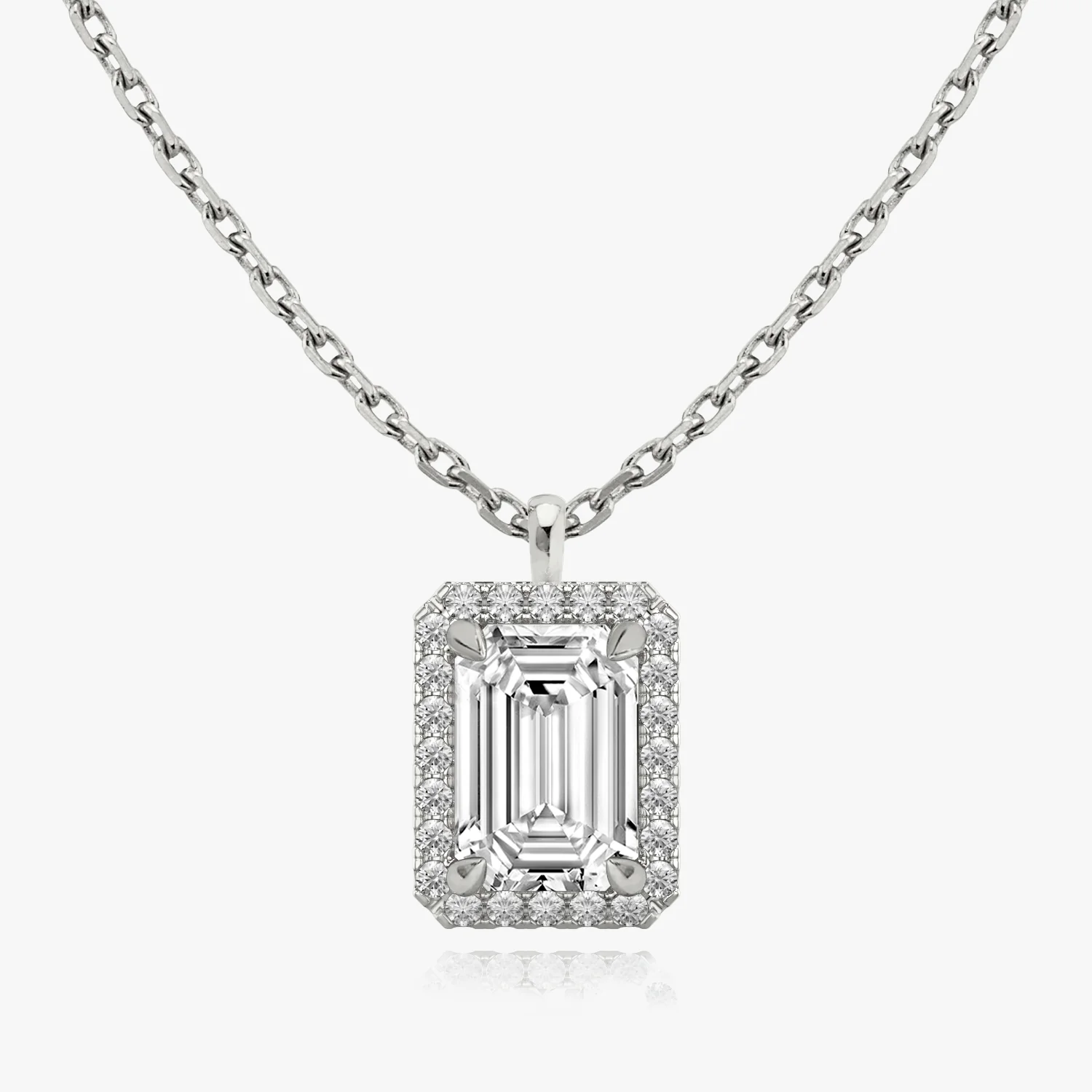 Halo Emerald Diamond Pendant - Image 2