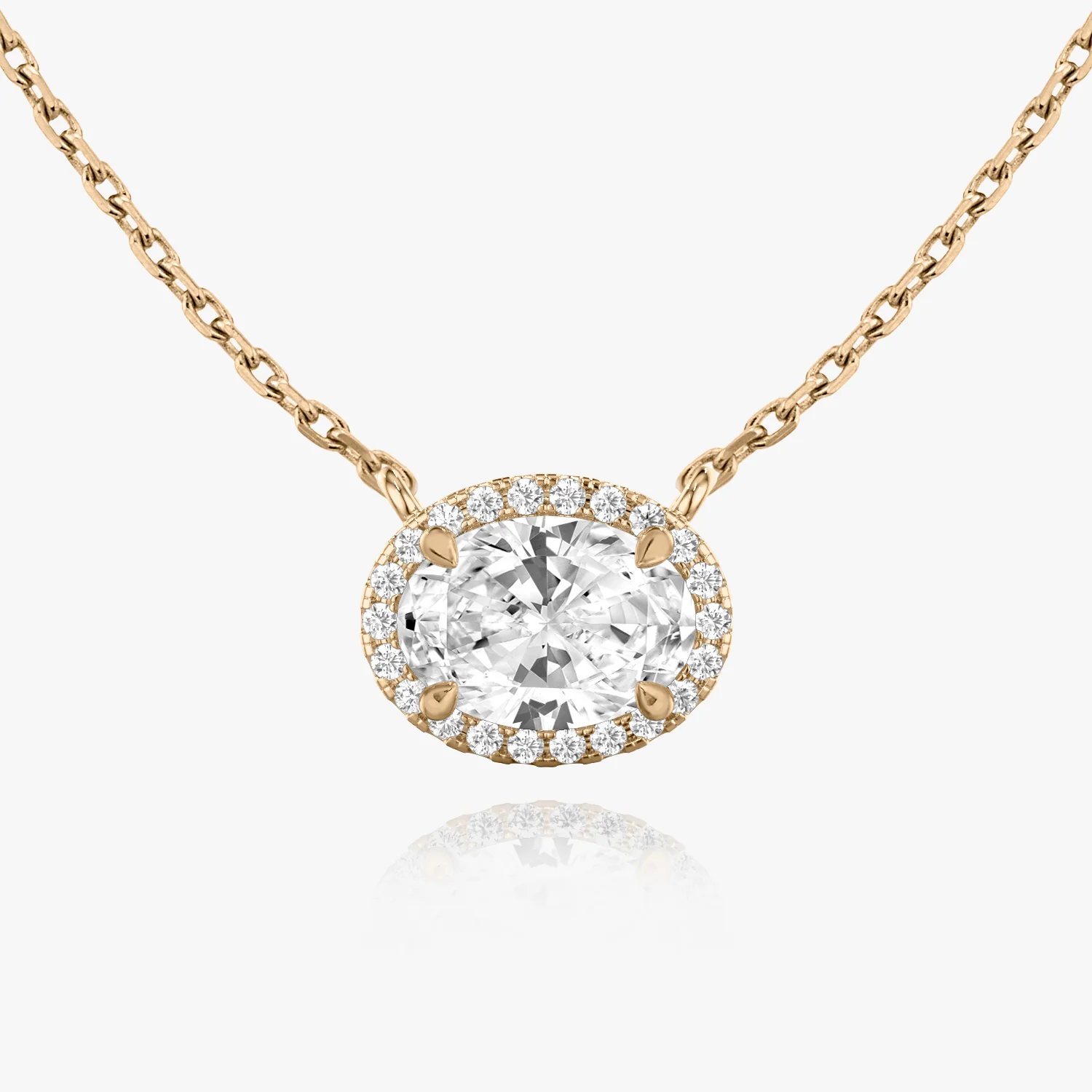 Halo Oval Diamond Necklace