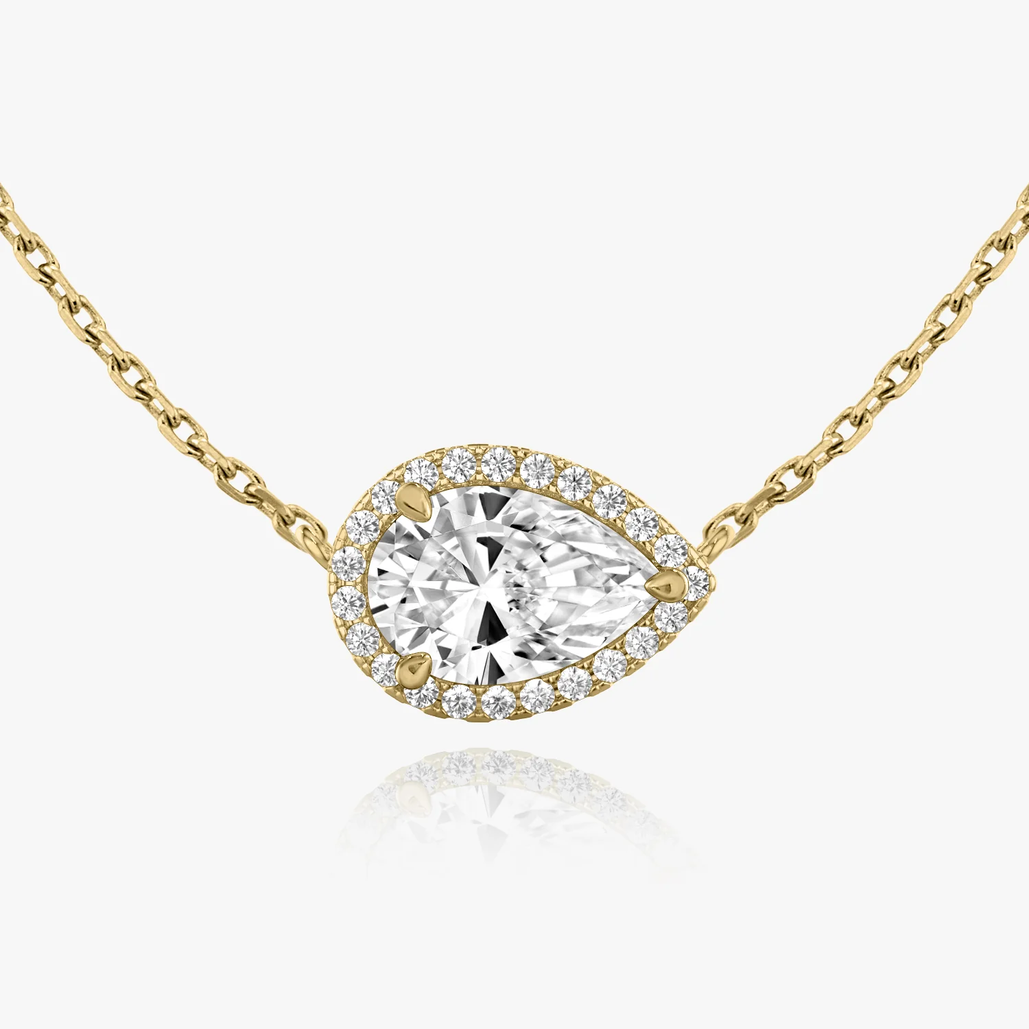 Halo Pear Diamond Necklace