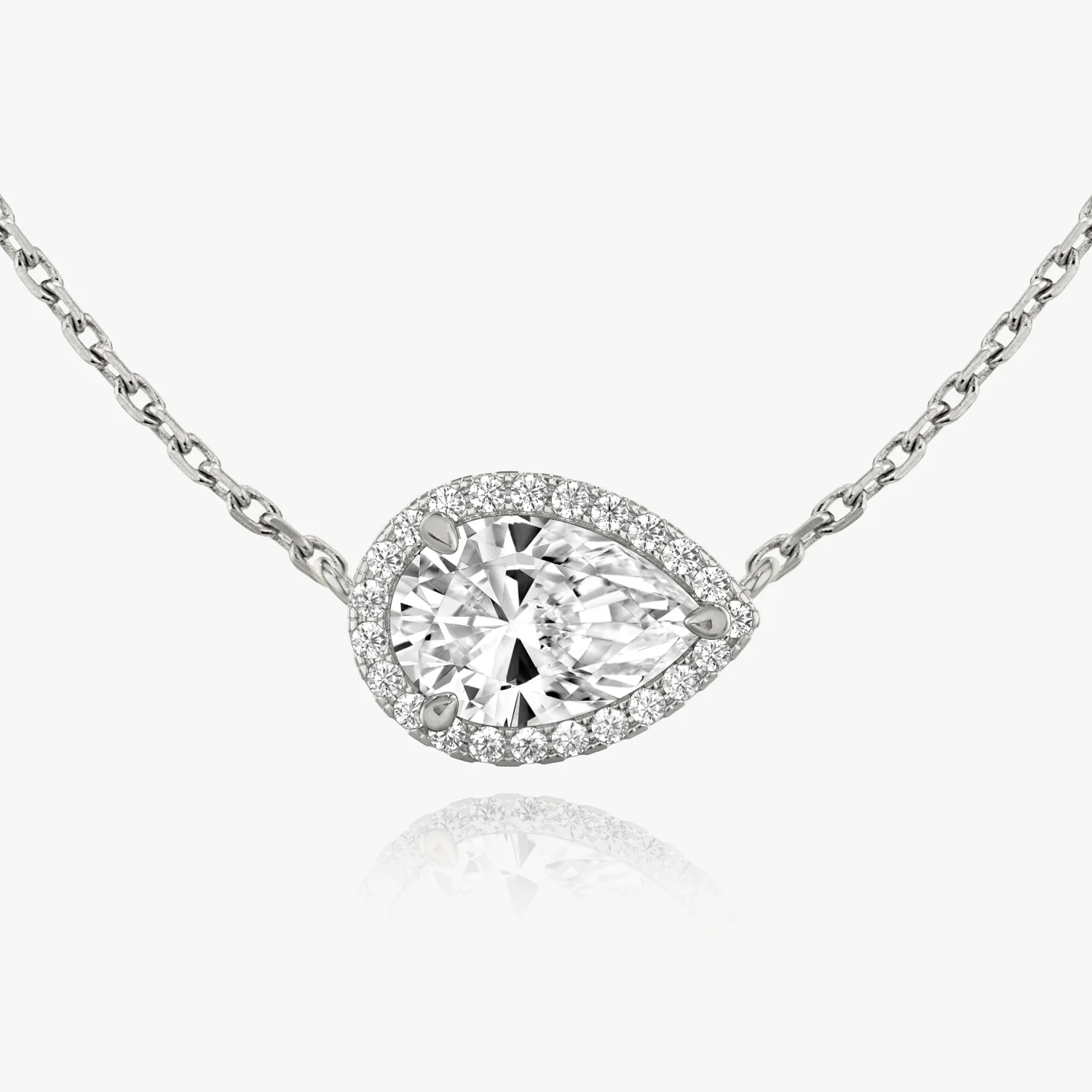 Halo Pear Diamond Necklace - Image 2