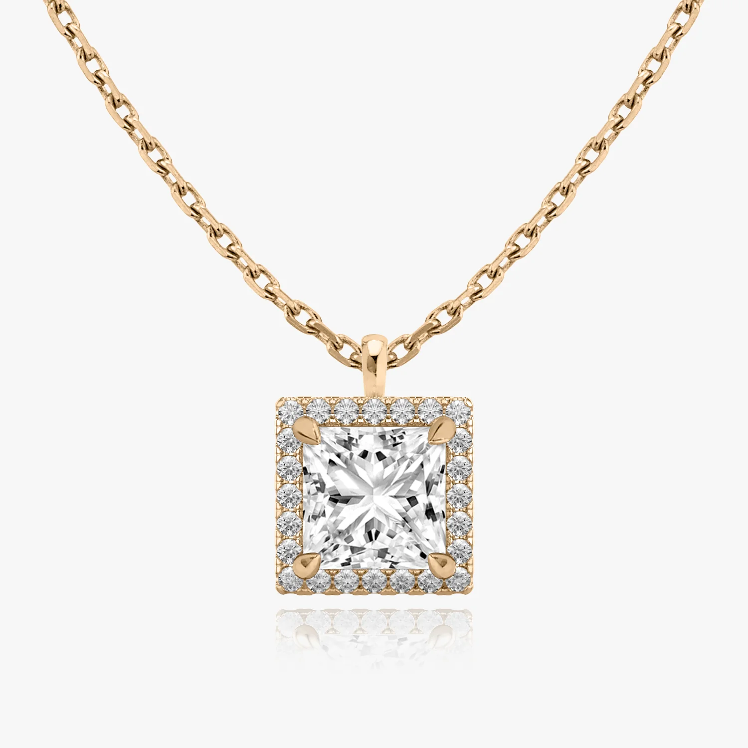 Halo Princess Diamond Pendant