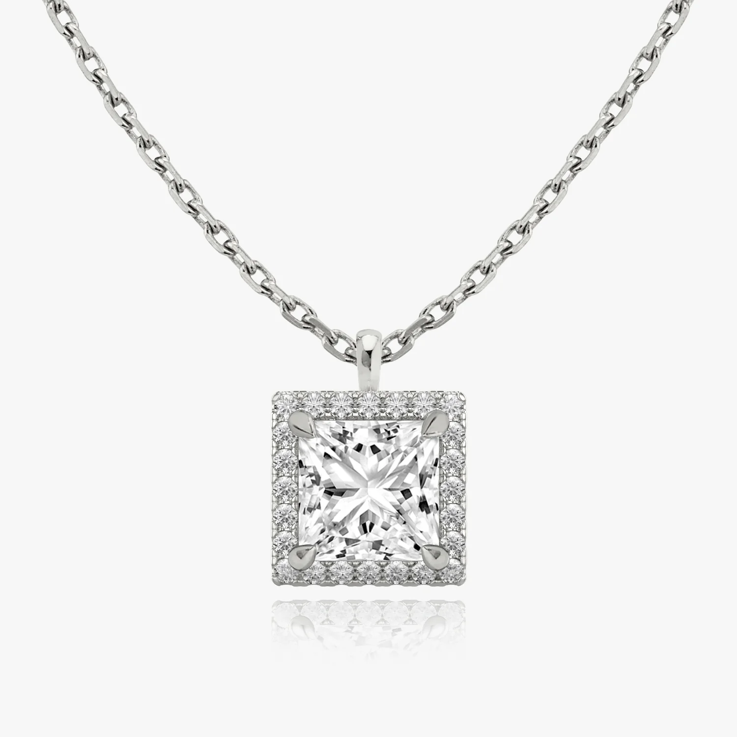 Halo Princess Diamond Pendant - Image 2