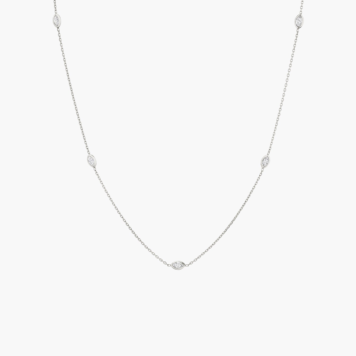 Marquise Diamond Bezel Station Necklace - Image 2