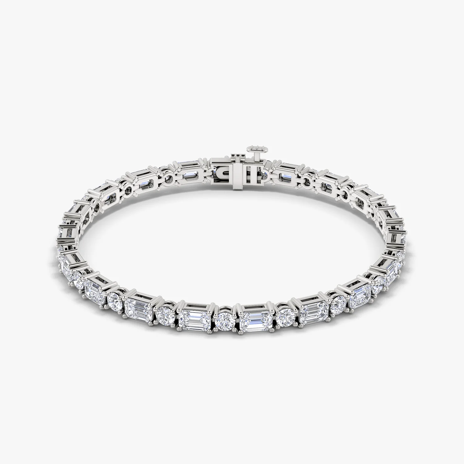 Mixed Diamond Bracelet Emerald and Round Large - Image 2