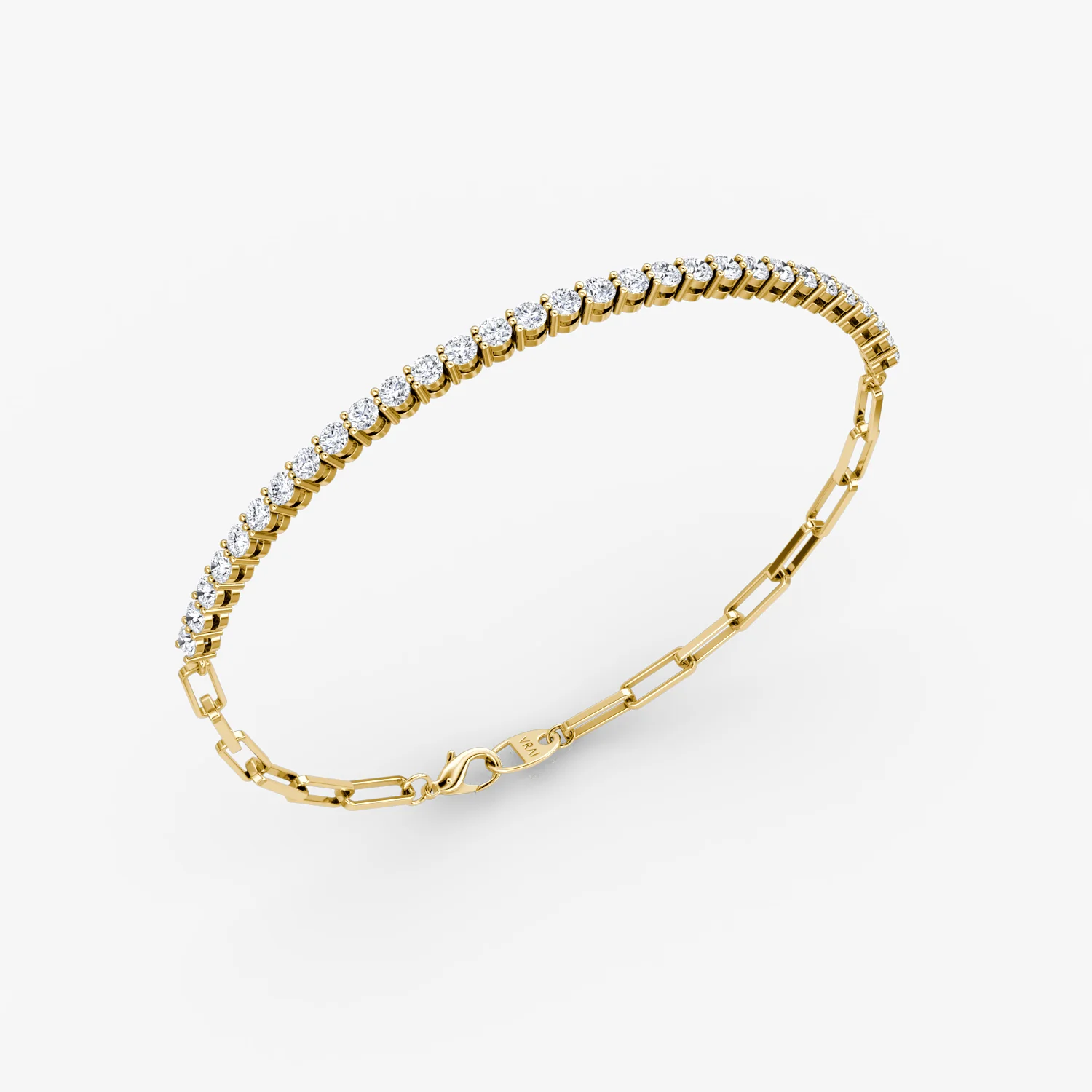 Lab-grown diamond Paperclip Tennis Bracelet Round 1.20 ctw - Image 3