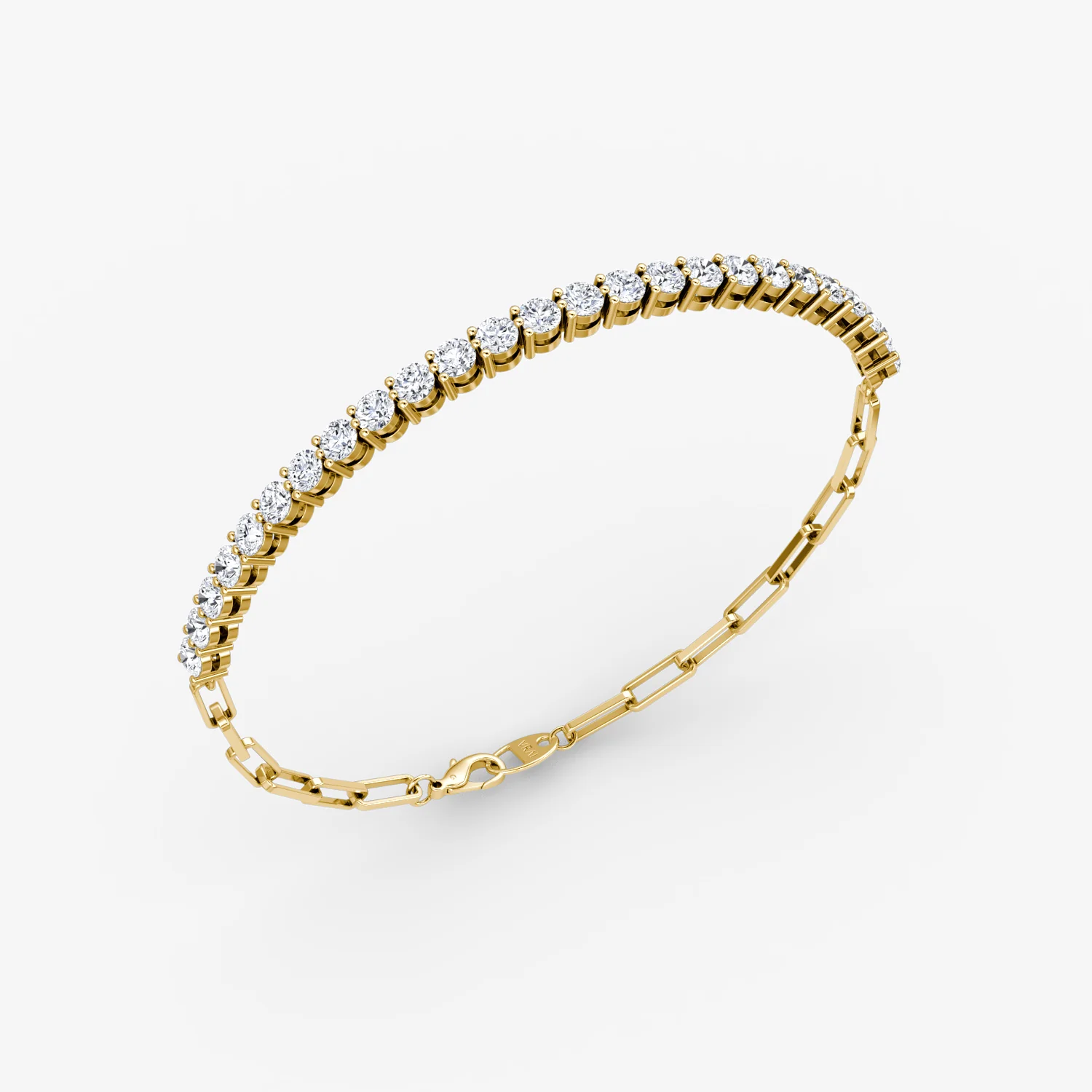 Lab-grown diamond Paperclip Tennis Bracelet Round 2.40ctw - Image 3