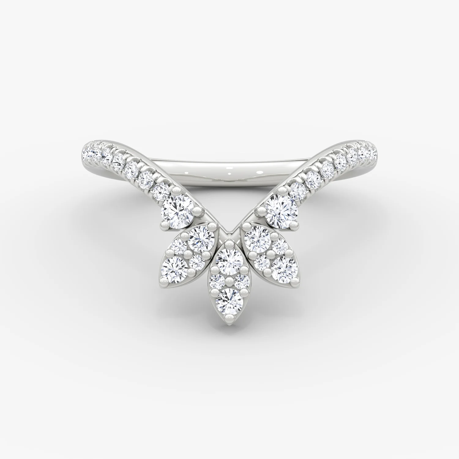Petal Crown Band Pave White Gold
