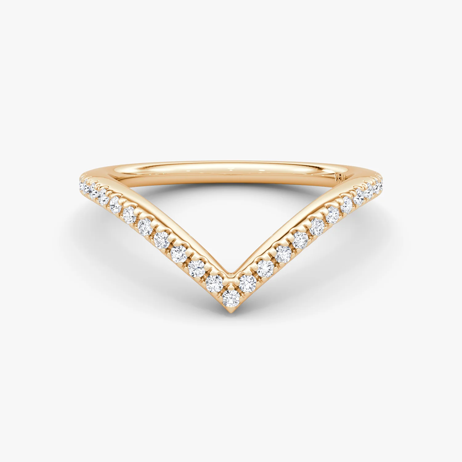 Petite Signature V Band Pave Rose Gold
