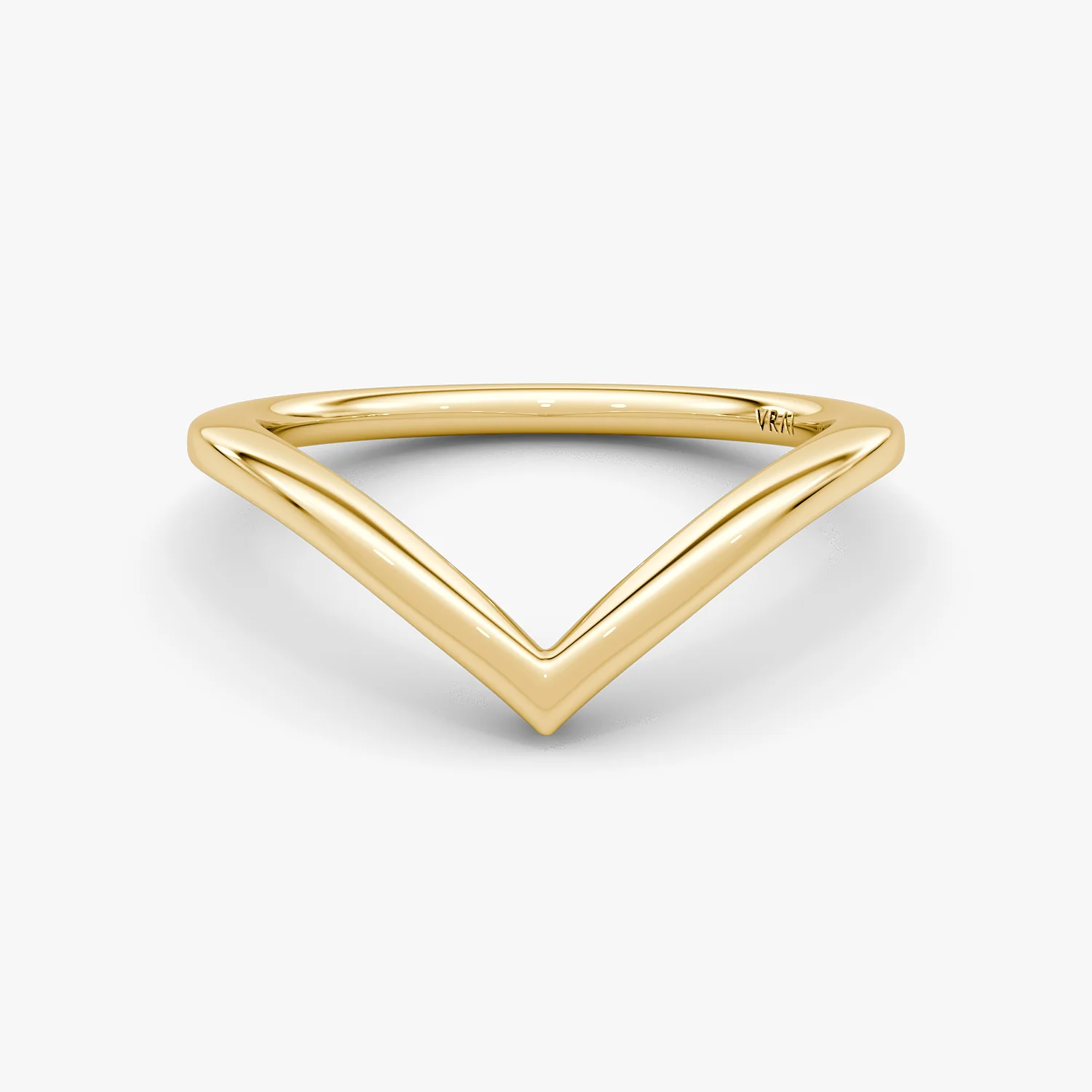 Petite Signature V Band Plain Yellow Gold