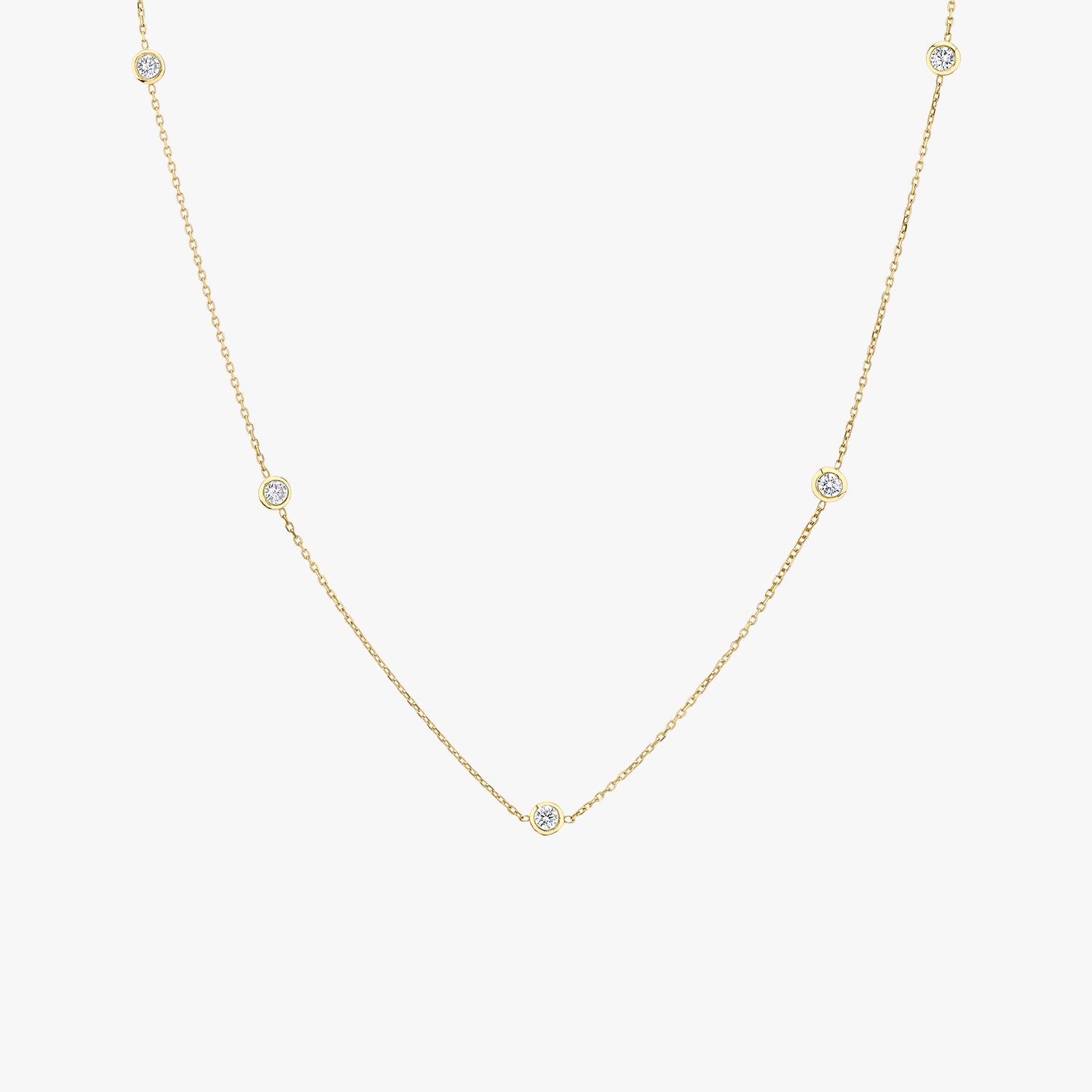 Round Diamond Bezel Station Necklace