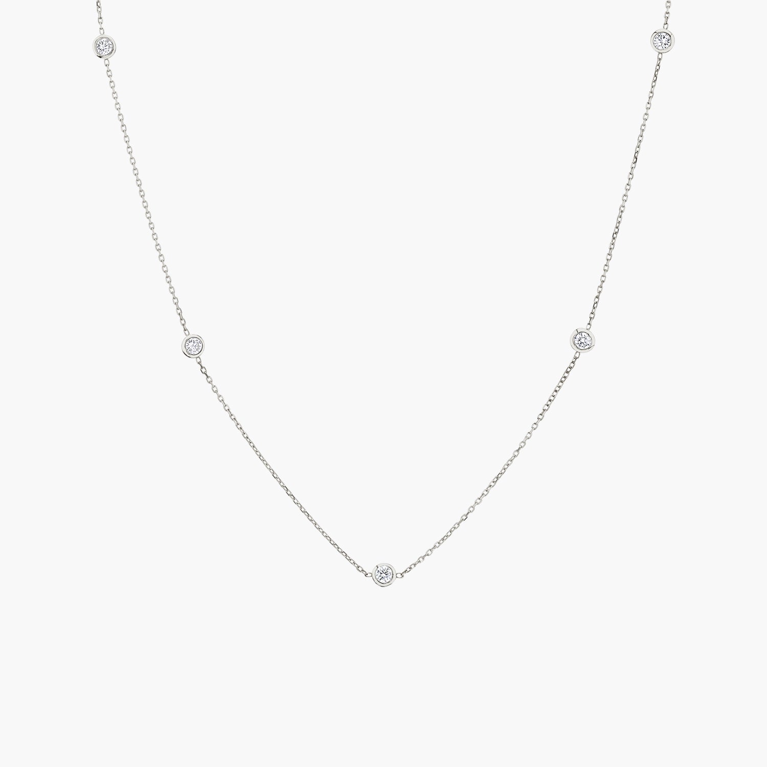 Round Diamond Bezel Station Necklace - Image 2