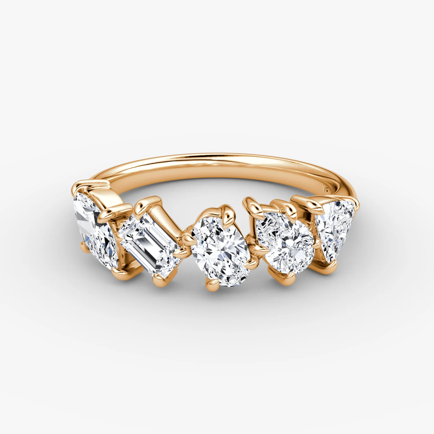 Shooting Star Ring Mix Shapes Half Band Rose Gold
