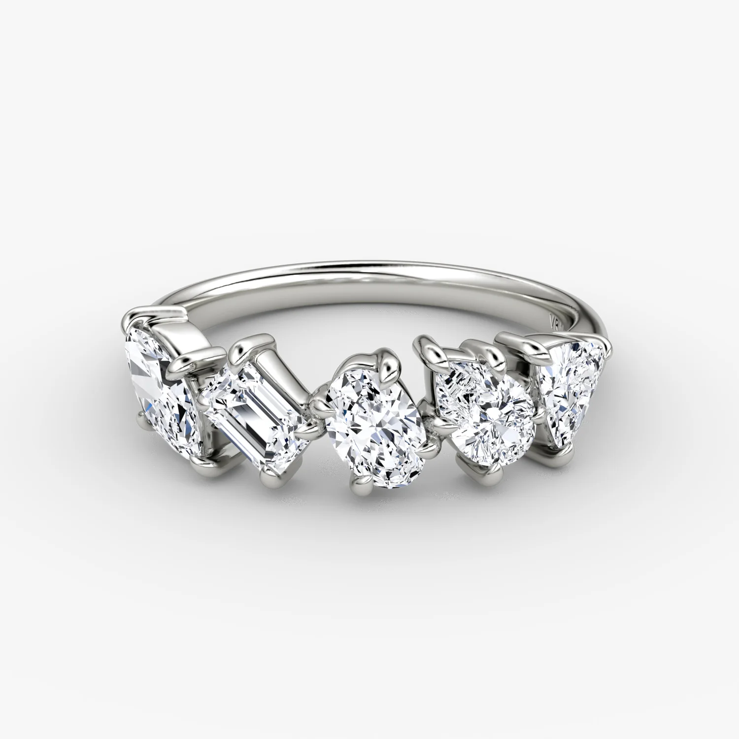 Shooting Star Ring Mix Shapes Half Band White Gold