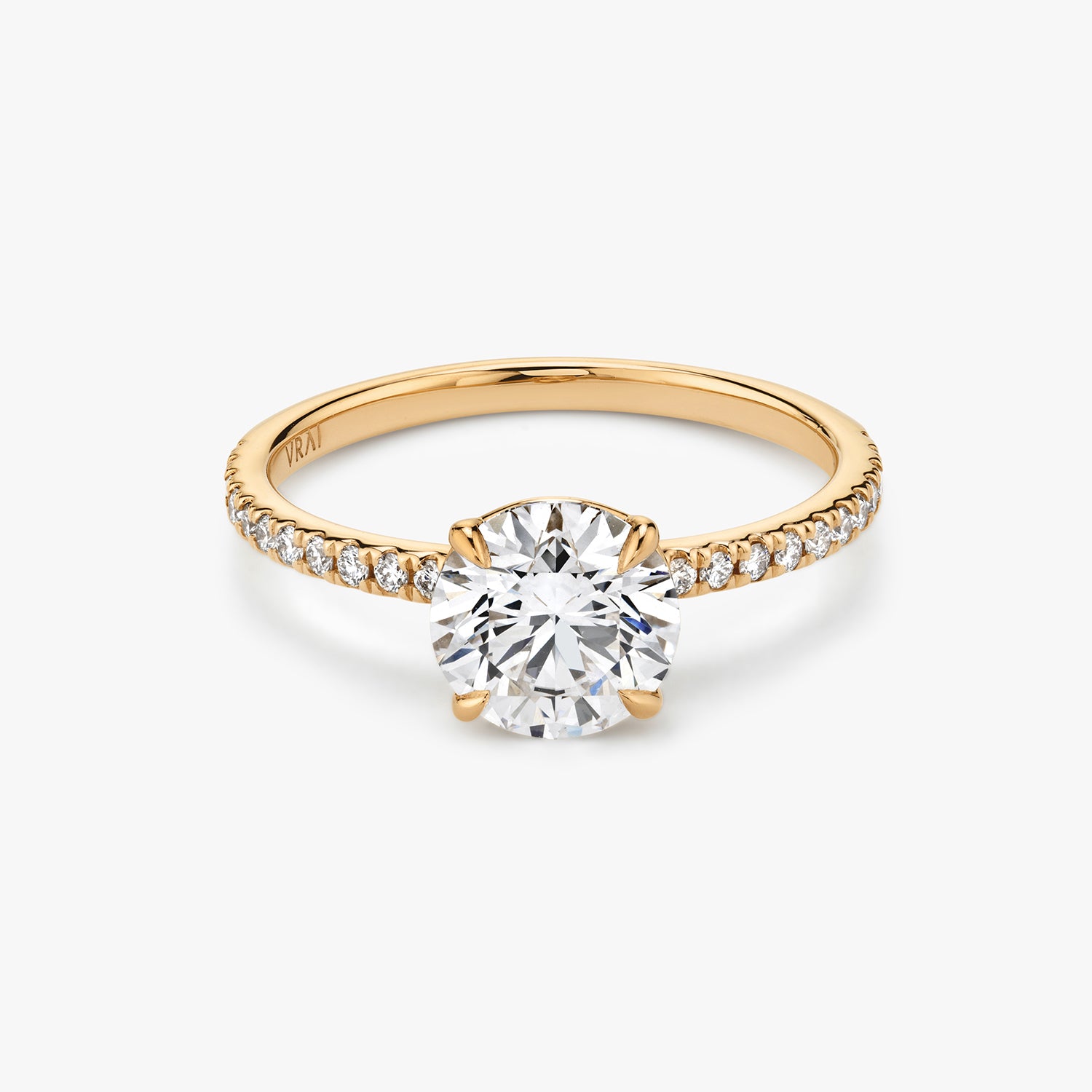 Signature Prong Solitaire Round Brilliant 1.50ct Pave Rose Gold