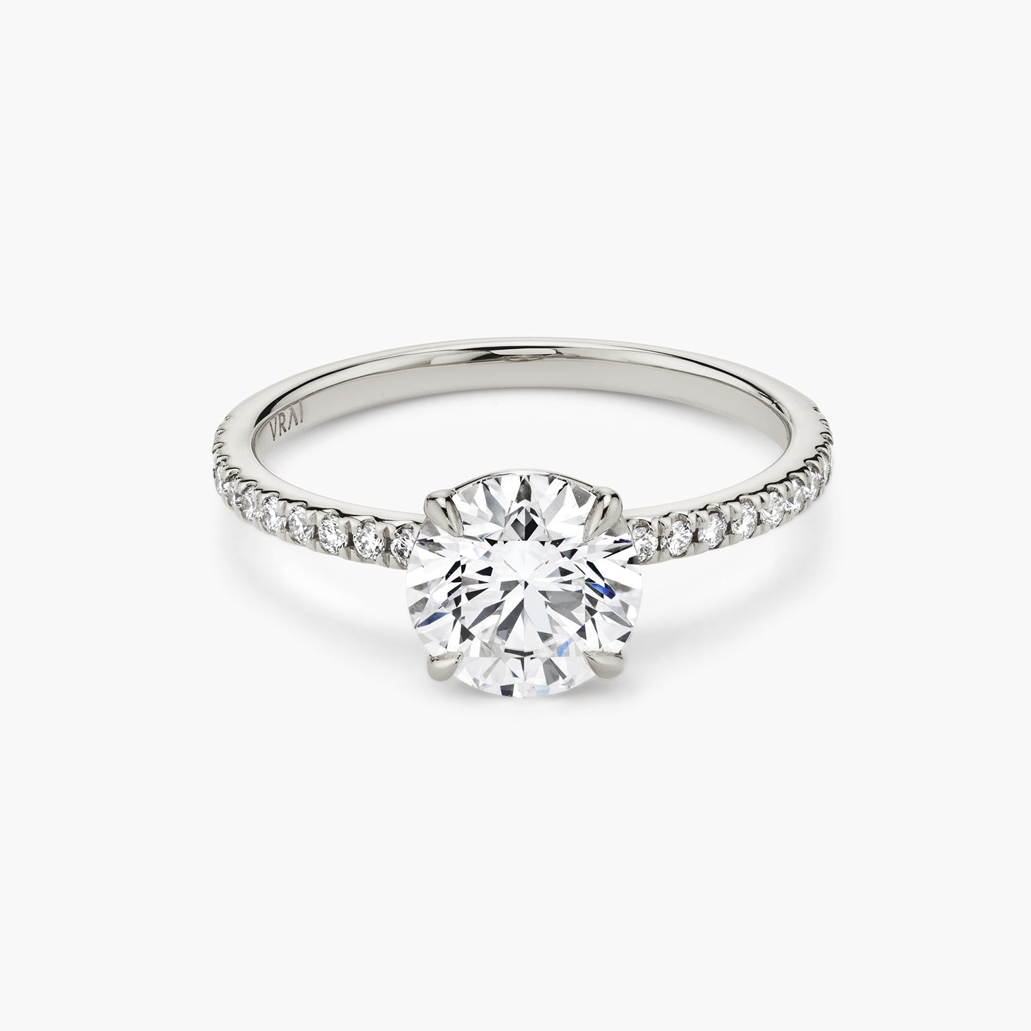 Signature Prong Solitaire Round Brilliant 1.50ct Pave White Gold