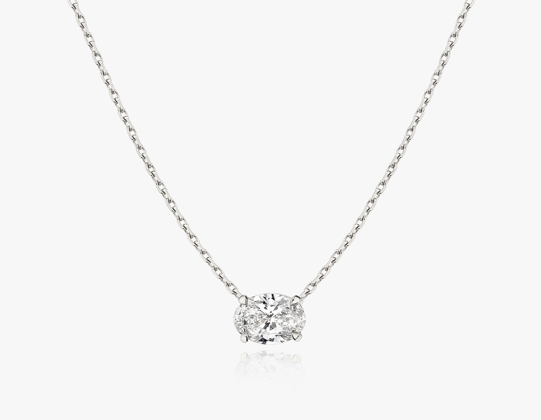 Solitaire Oval Diamond Necklace - Image 3