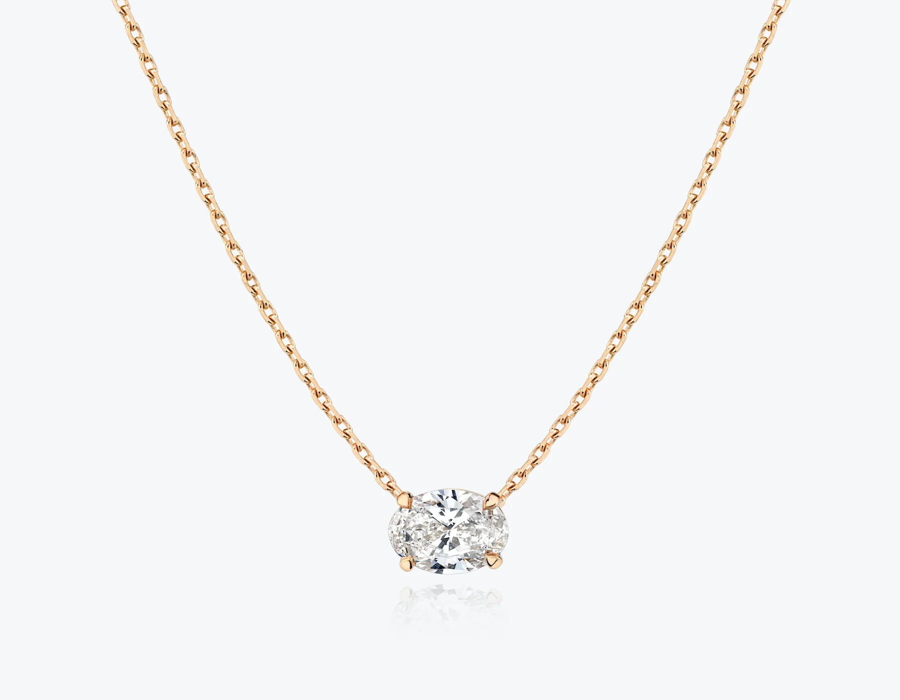 Solitaire Oval Diamond Necklace - Image 5
