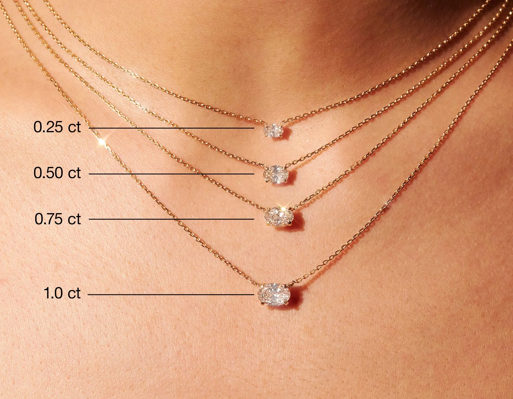 Solitaire Oval Diamond Necklace - Image 6