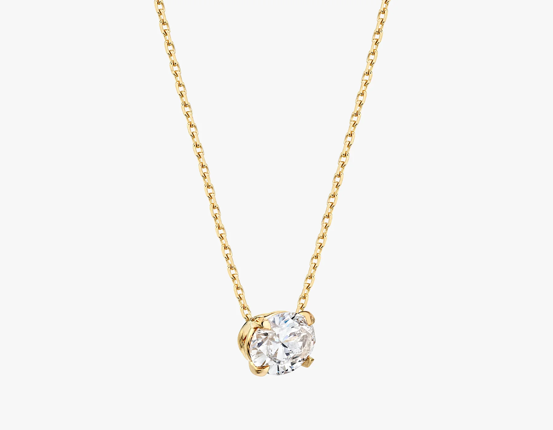 Solitaire Oval Diamond Necklace - Image 7