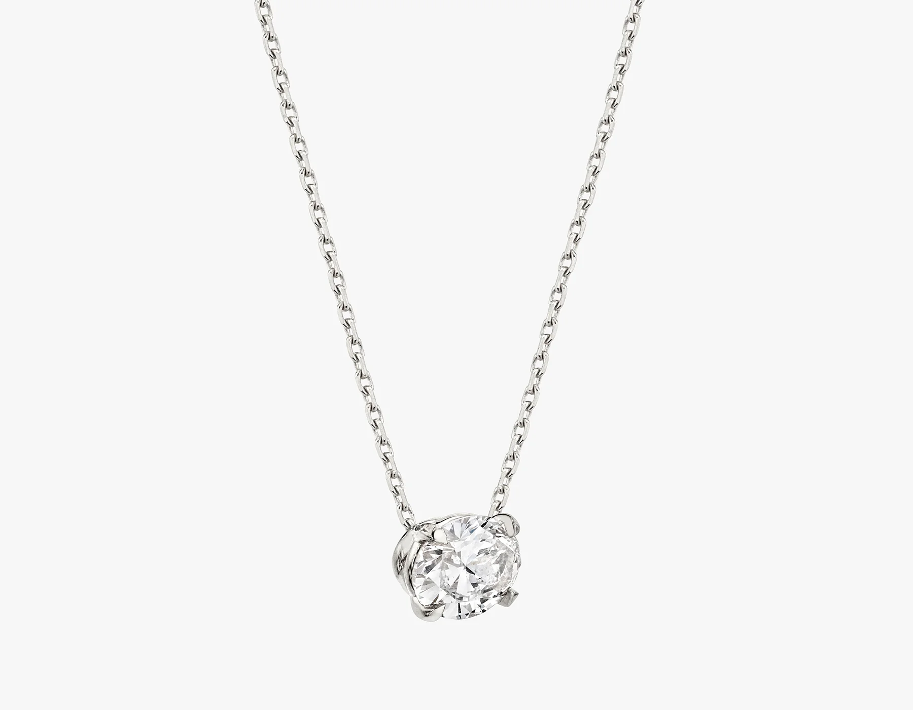Solitaire Oval Diamond Necklace - Image 8