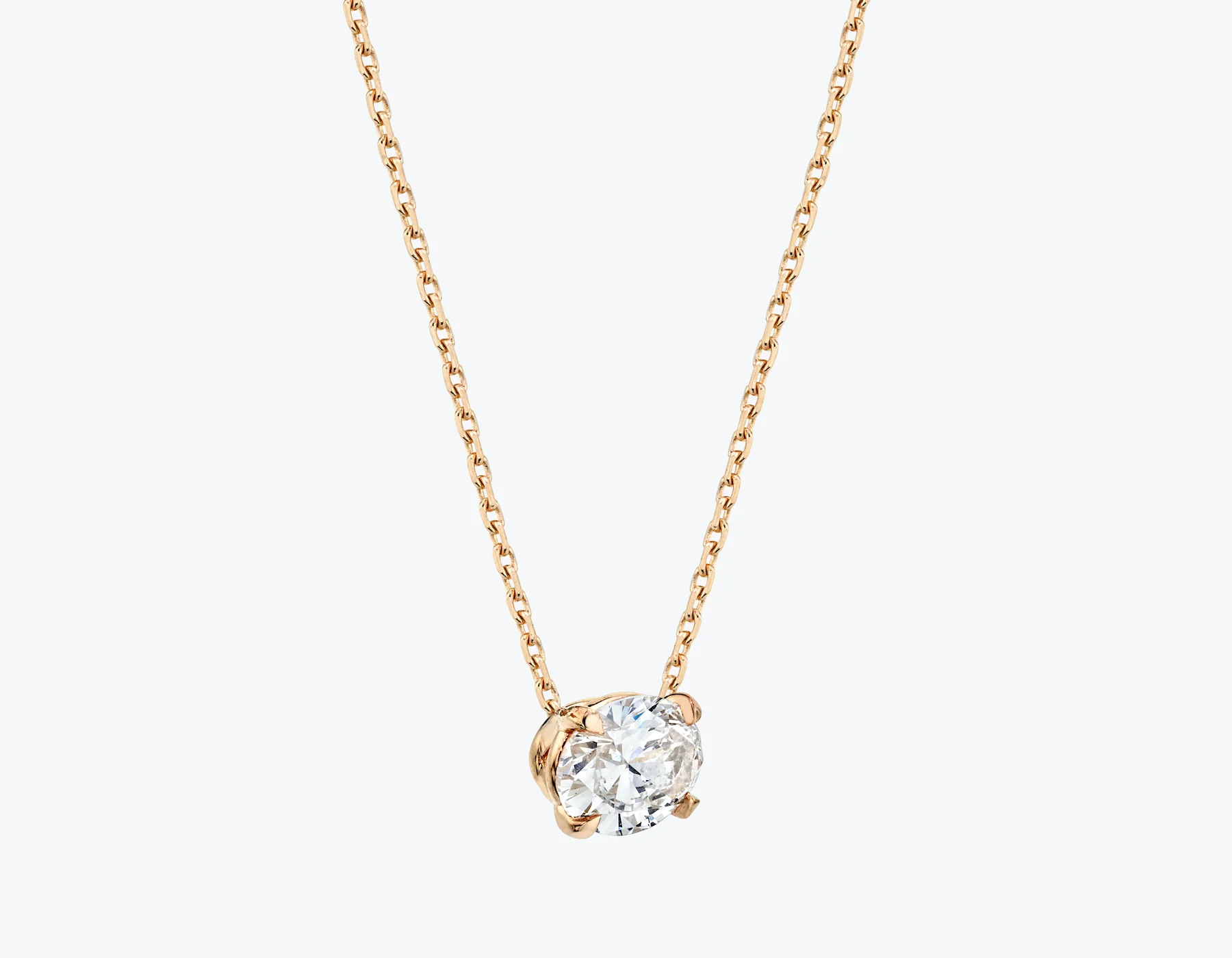 Solitaire Oval Diamond Necklace - Image 9