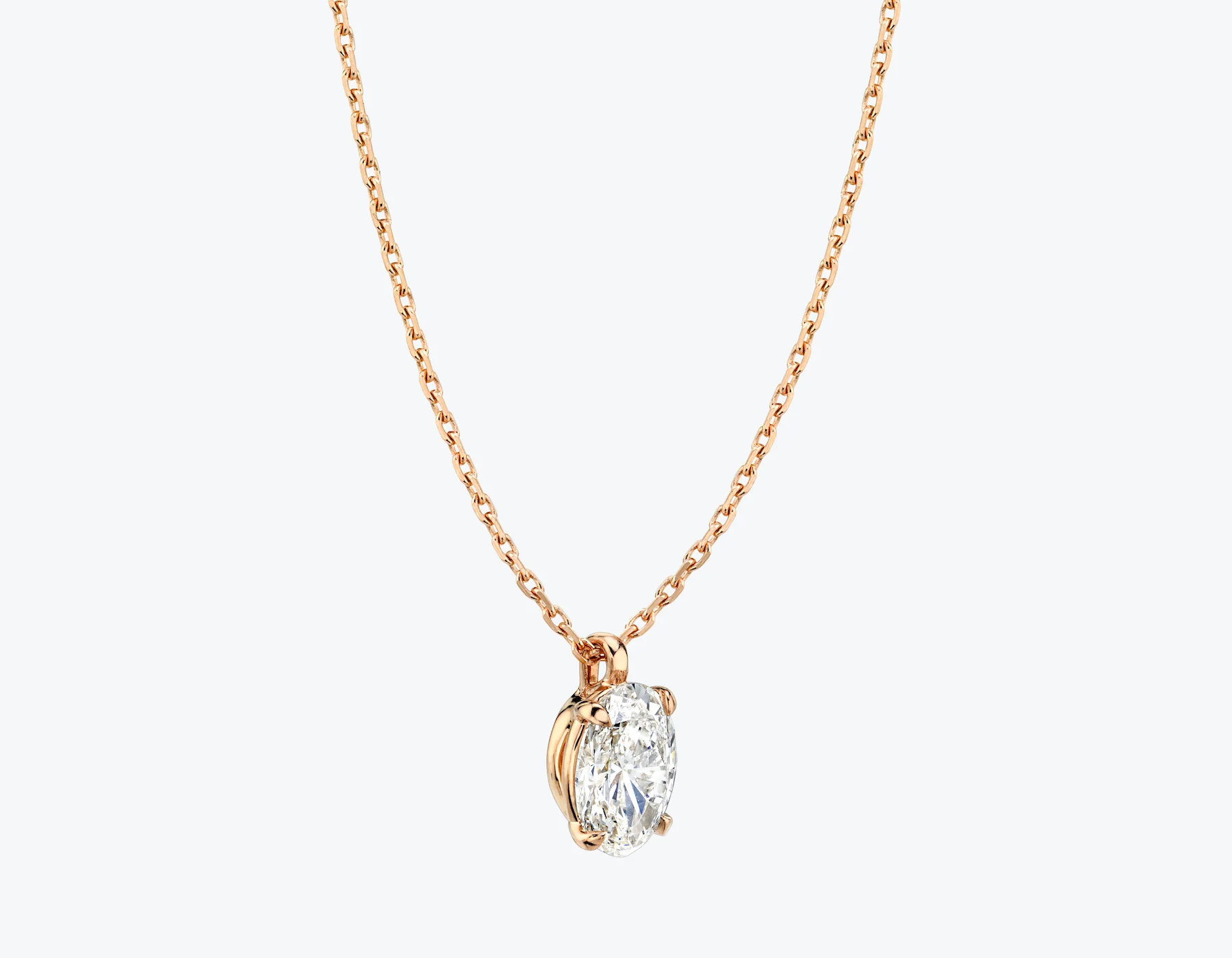 Solitaire Oval Diamond Pendant - Image 9