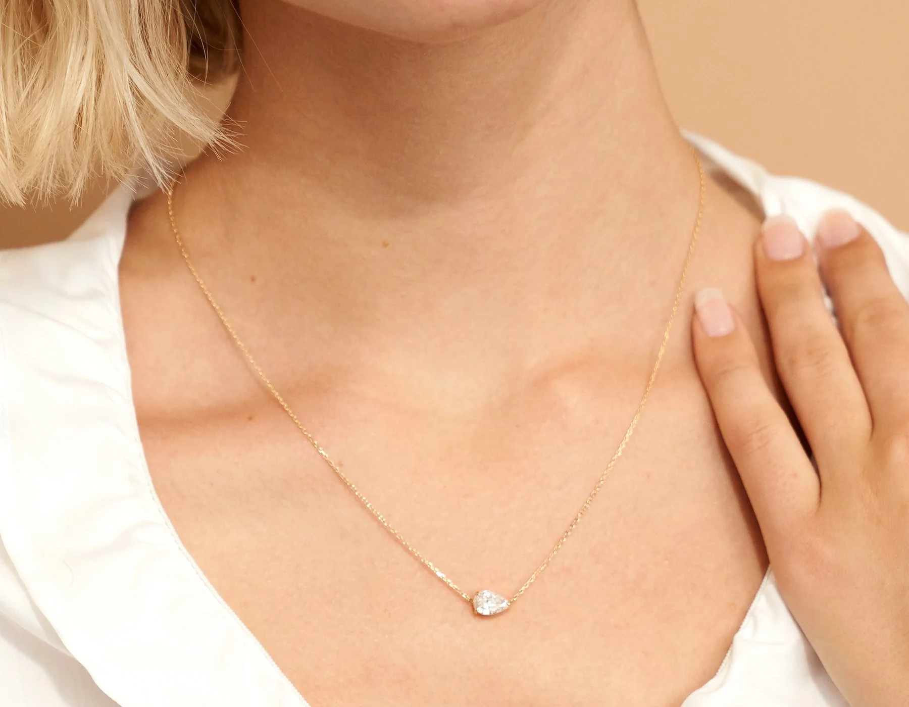 Solitaire Pear Diamond Necklace - Image 2