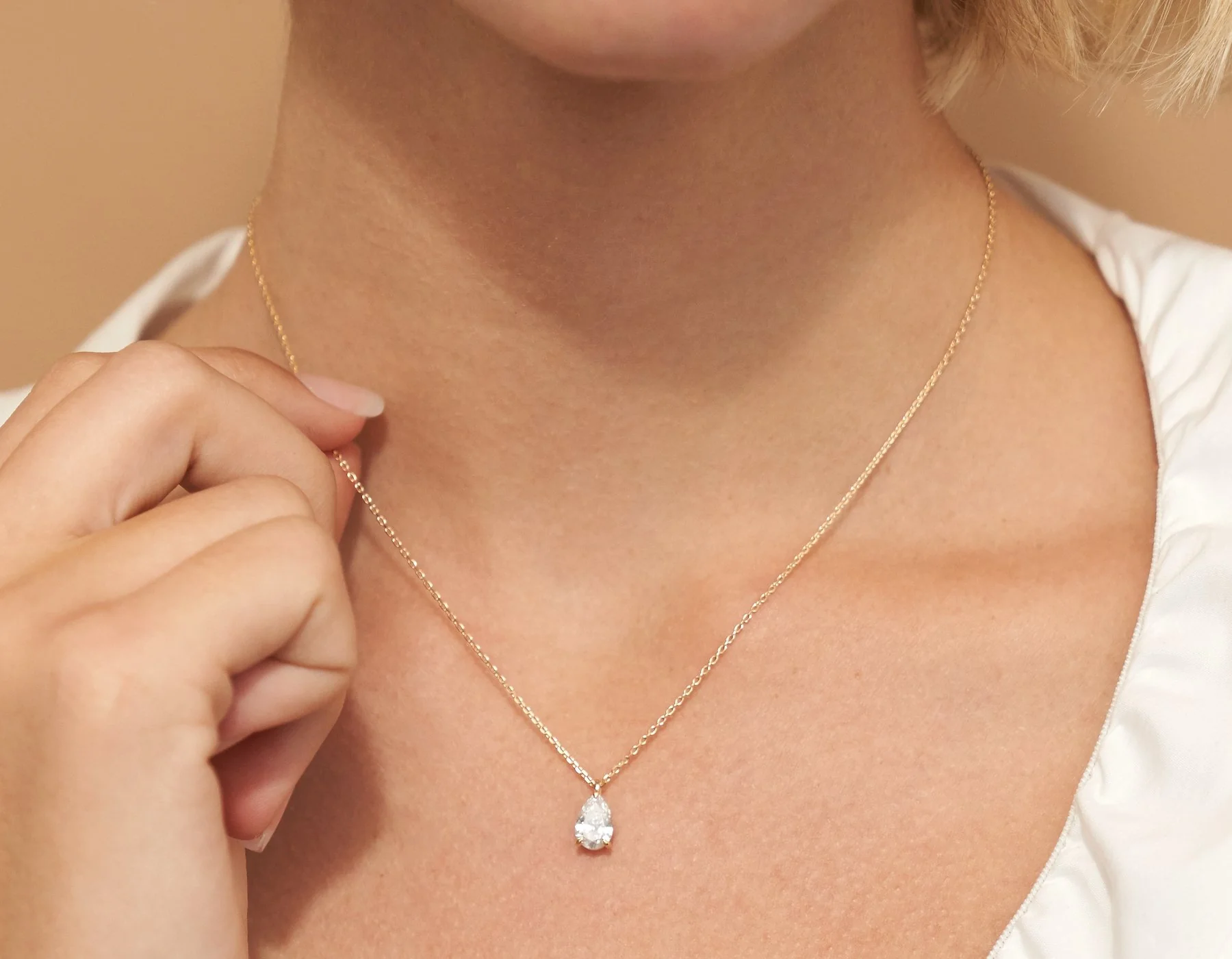 Solitaire Pear Diamond Pendant - Image 4