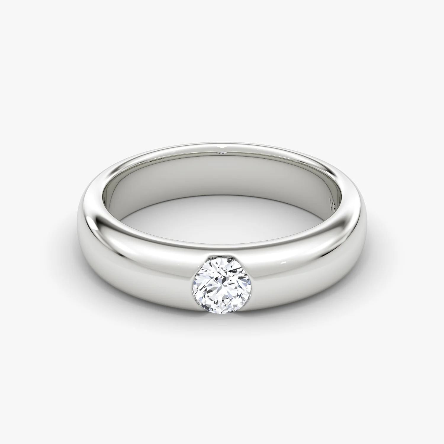 Solitaire Round Band Large White Gold