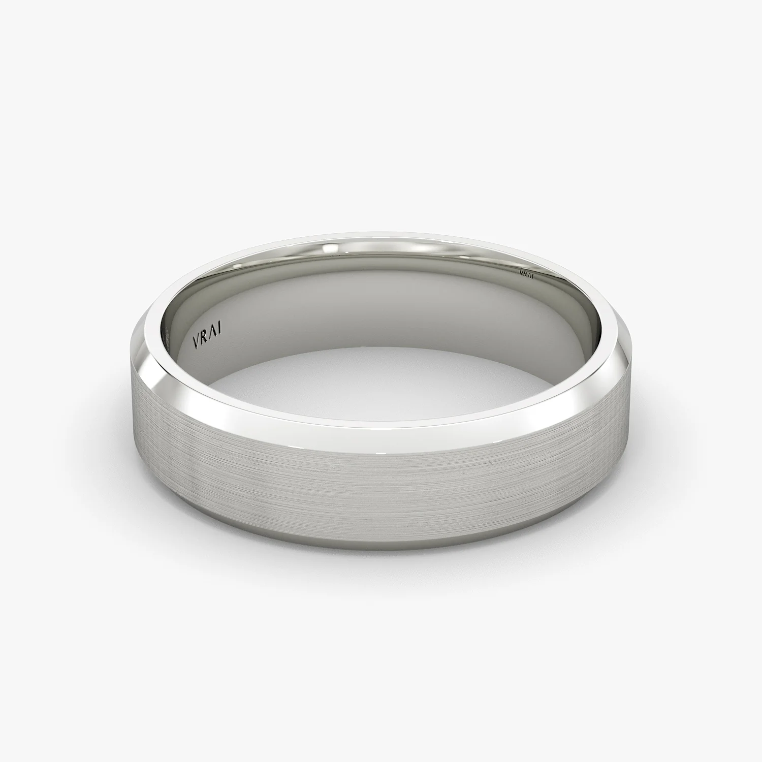 The Brushed Bevel Band White Gold