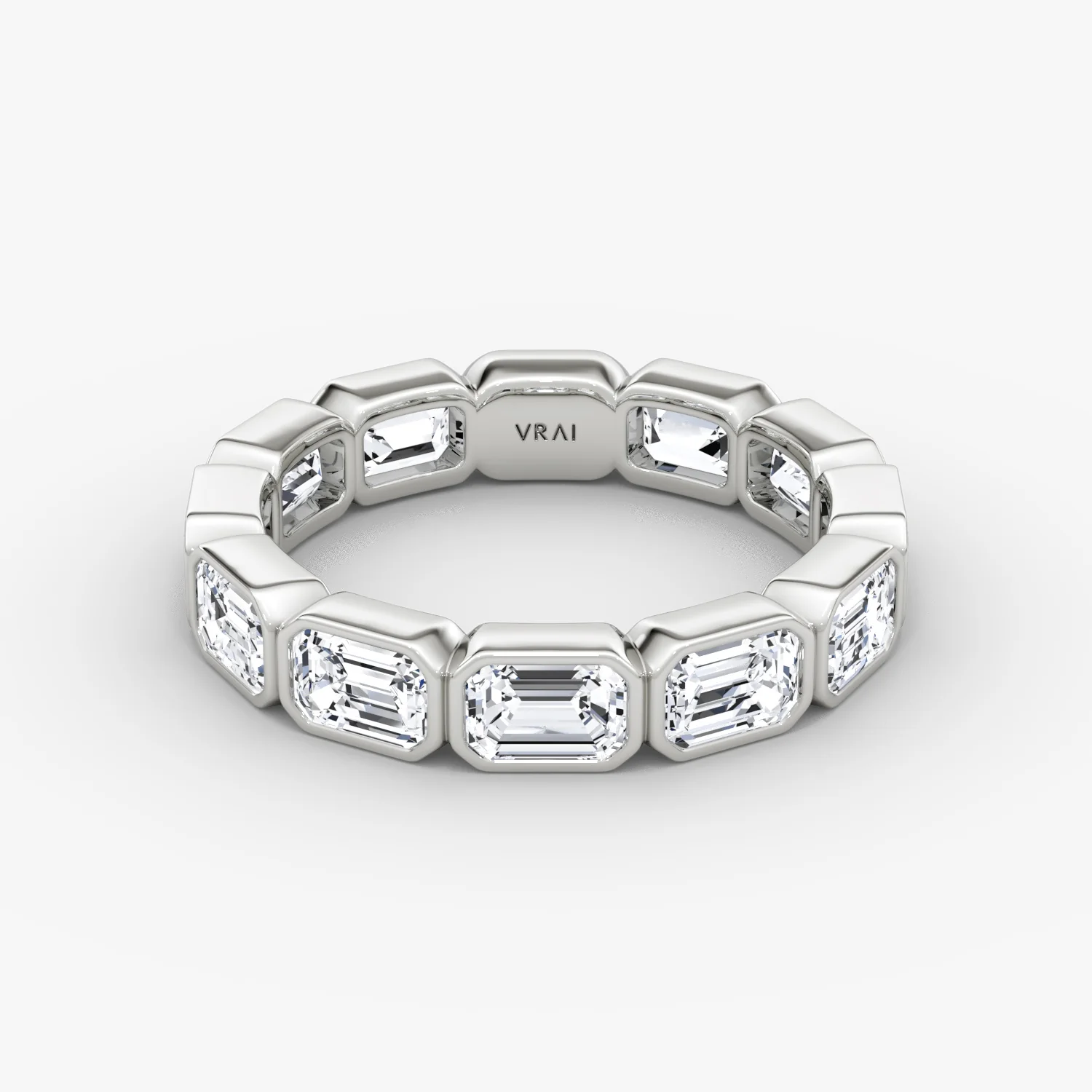 The Flat Bezel Eternity Band Emerald 3.0ctw Platinum