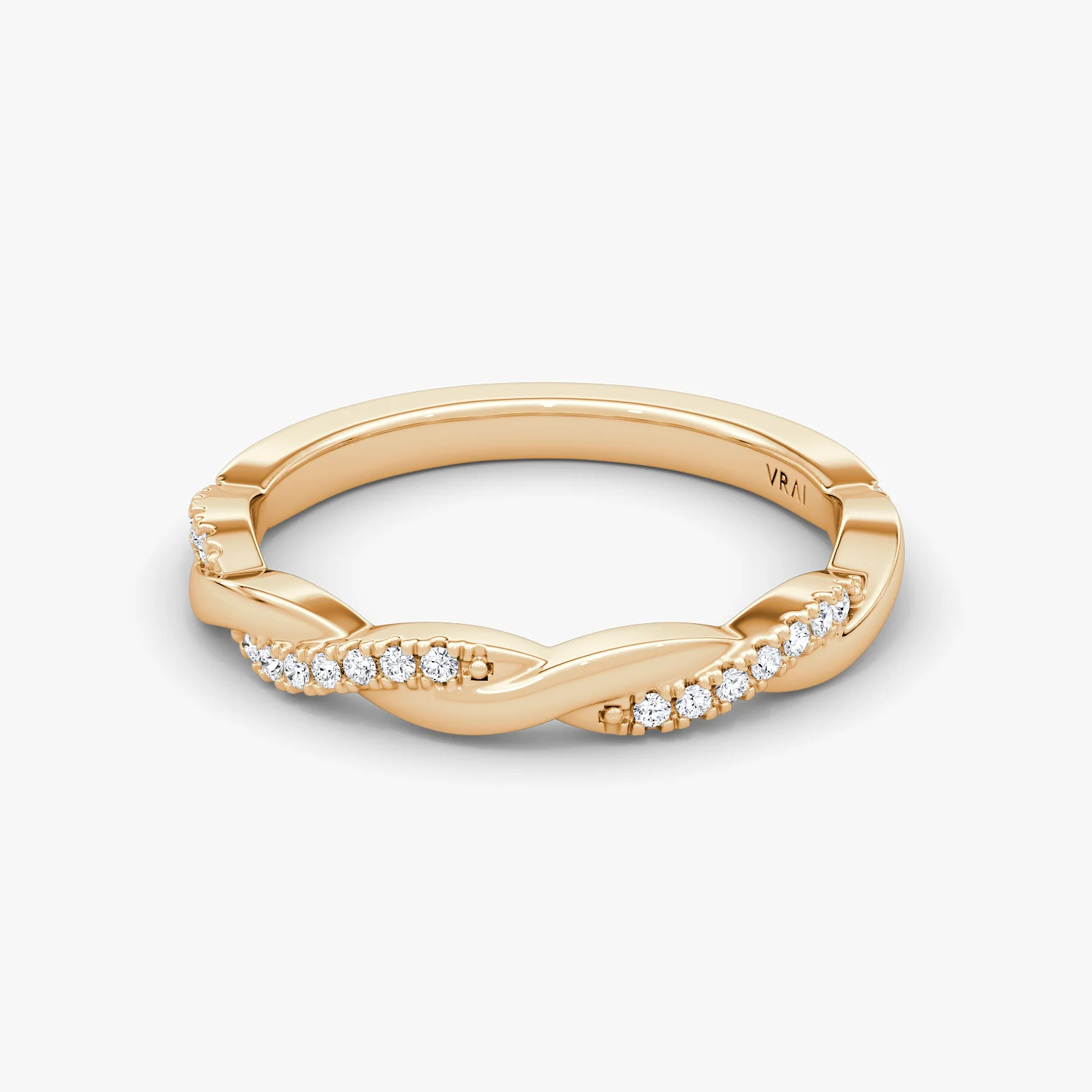 Twisted Wedding Band Pave Rose Gold