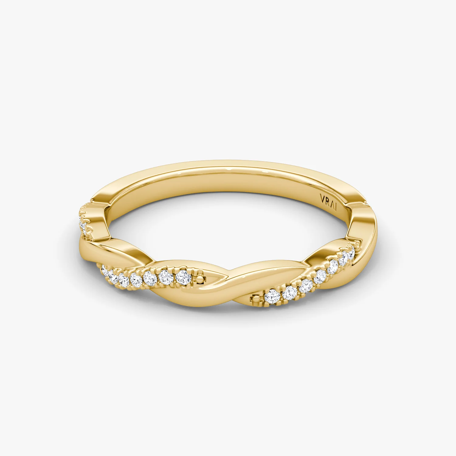Twisted Wedding Band Pave Yellow Gold