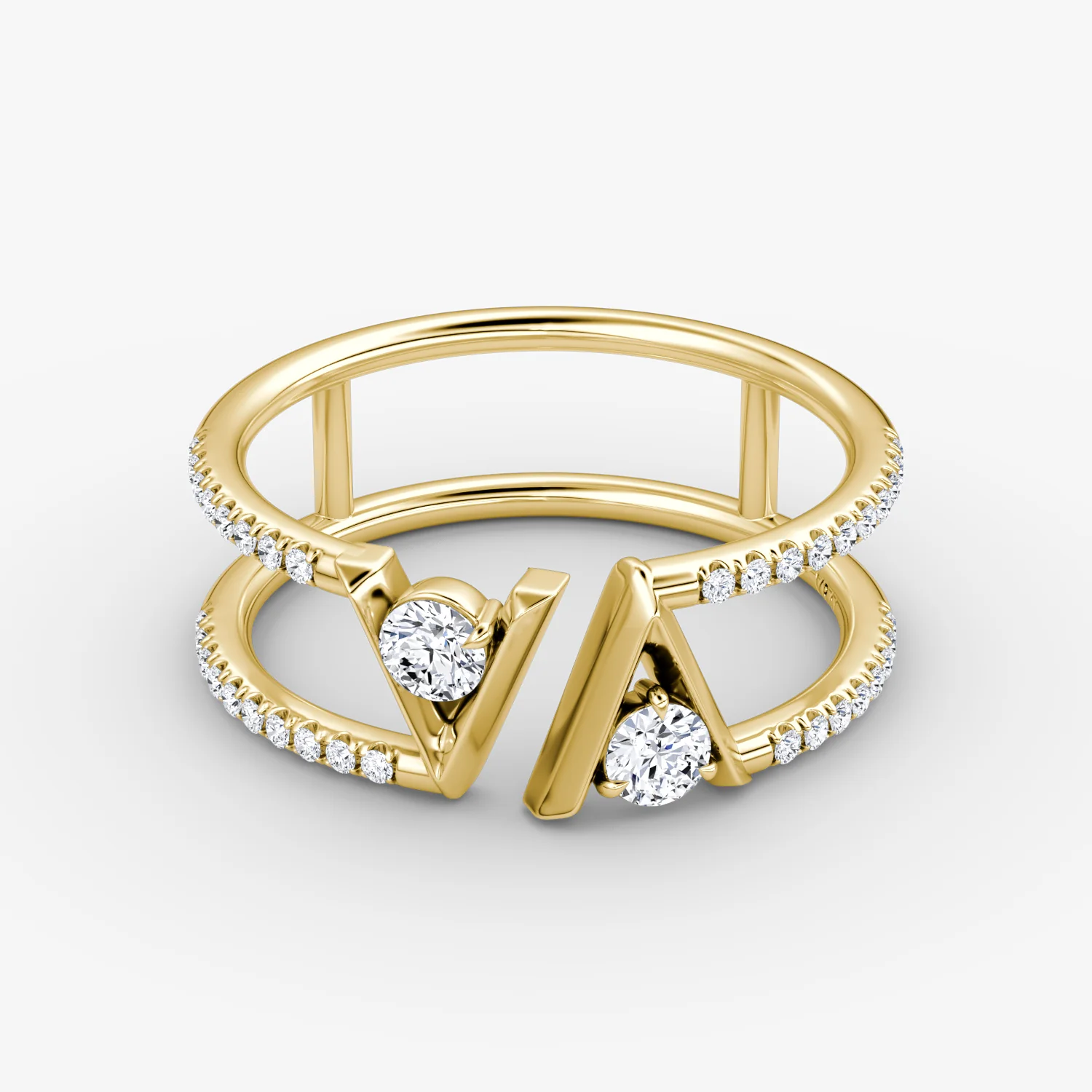 V Double Row Band Pave-14KY-0.38ctw
